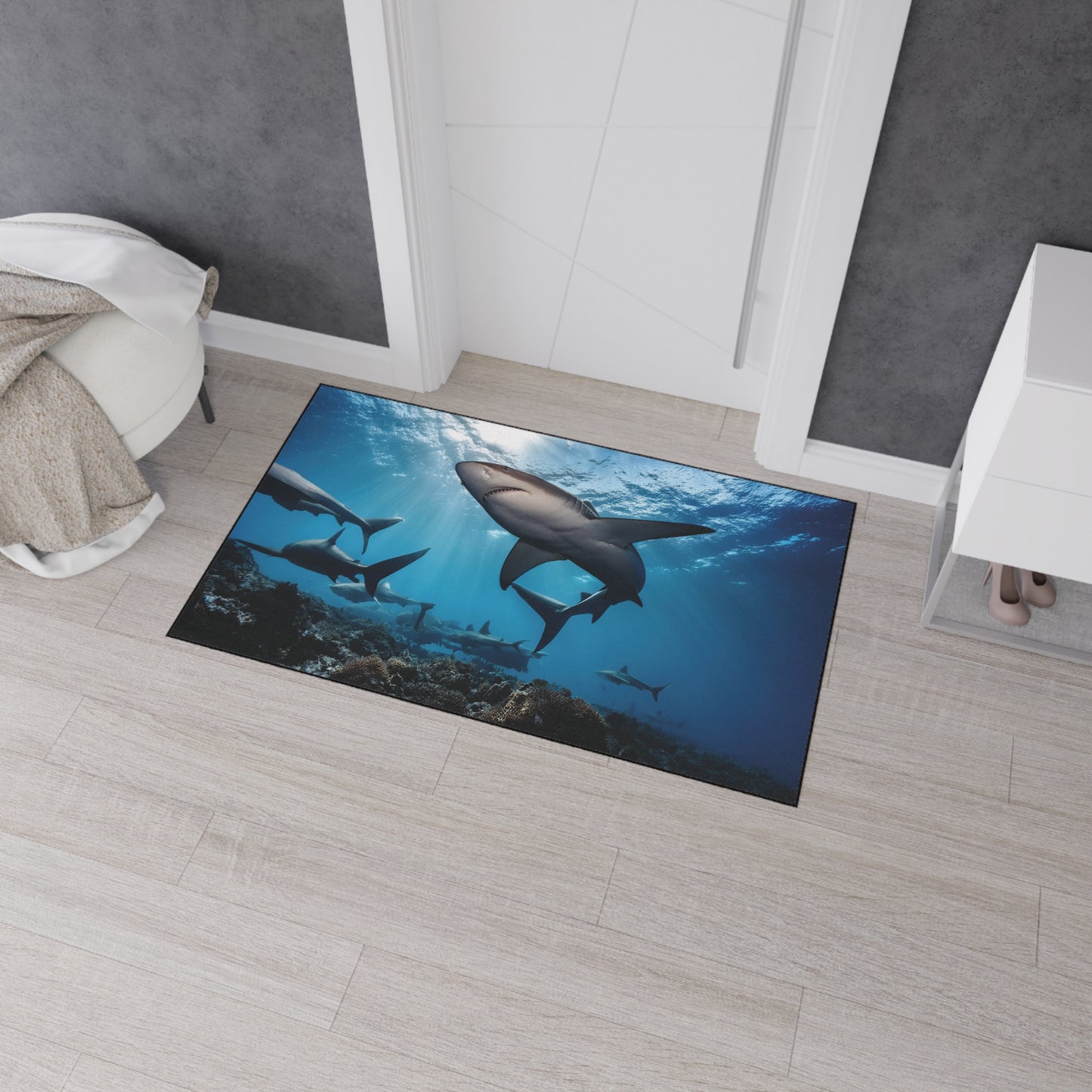 Heavy Duty Floor Mat - Deep Ocean - sharks