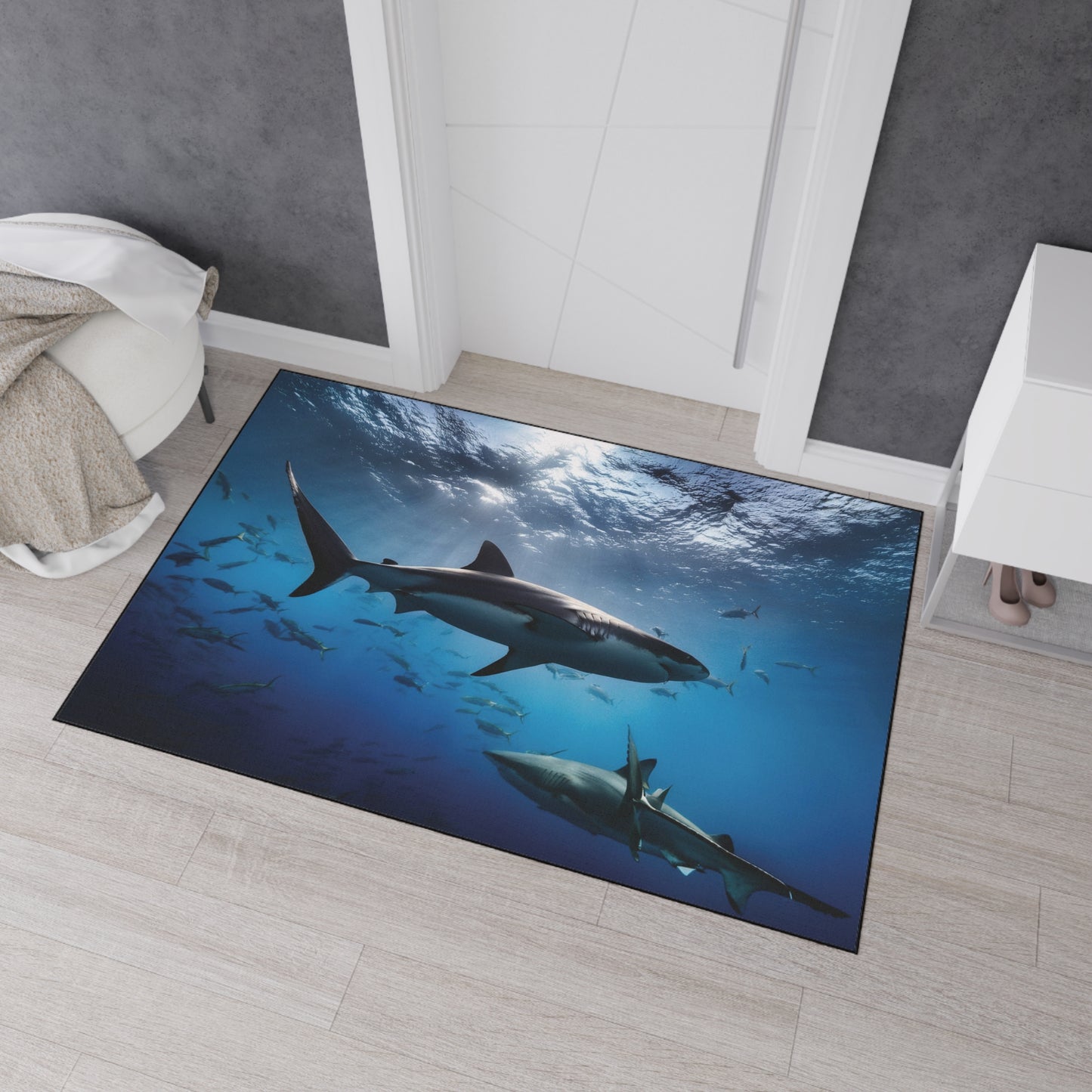 Heavy Duty Floor Mat - Deep Ocean- sharks