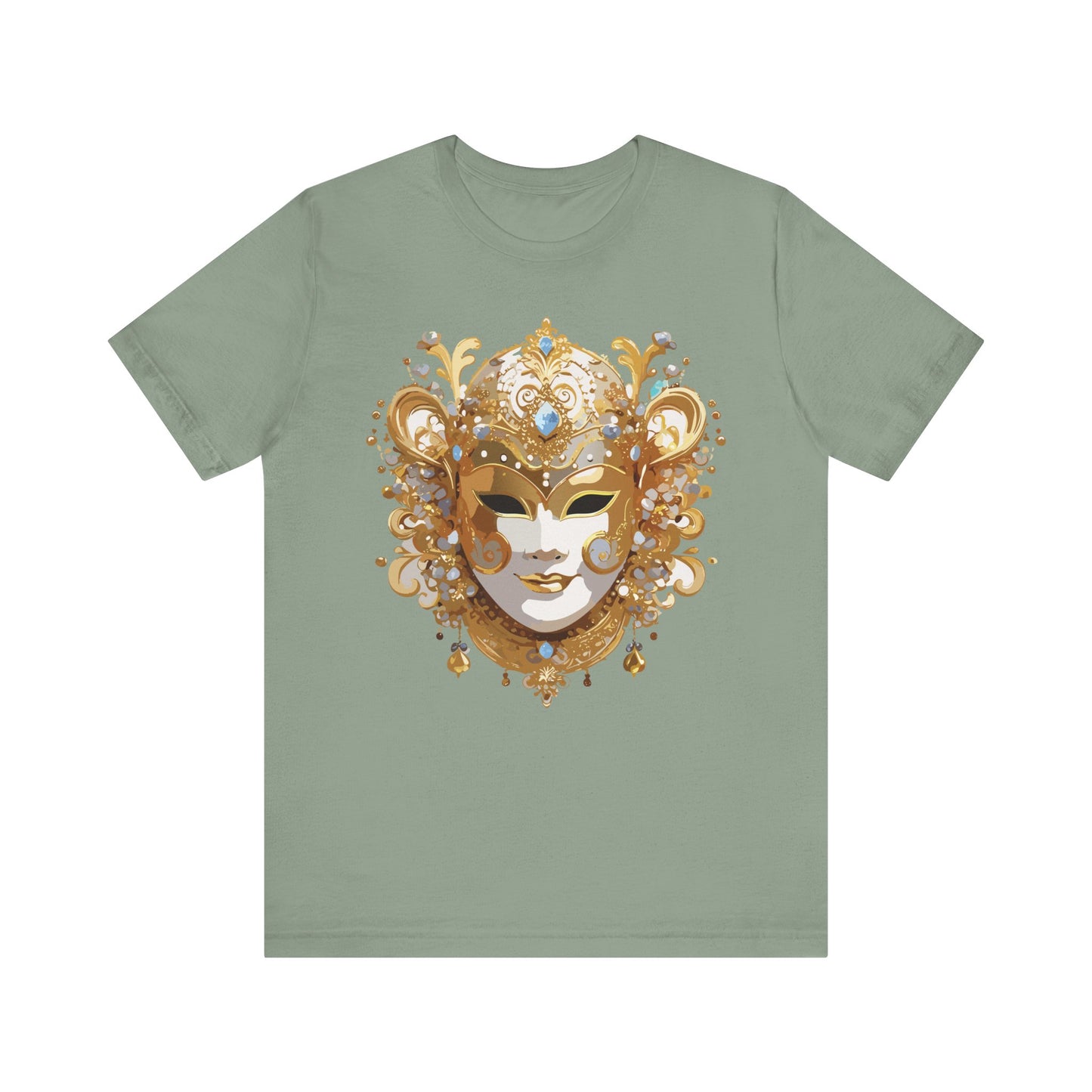 Mask Shirt, Shirt with Mask, Tee Shirt with Gold Face