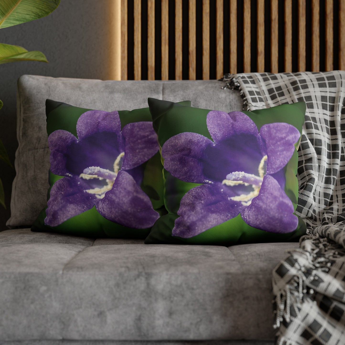 Floral Faux Suede Square Pillowcase