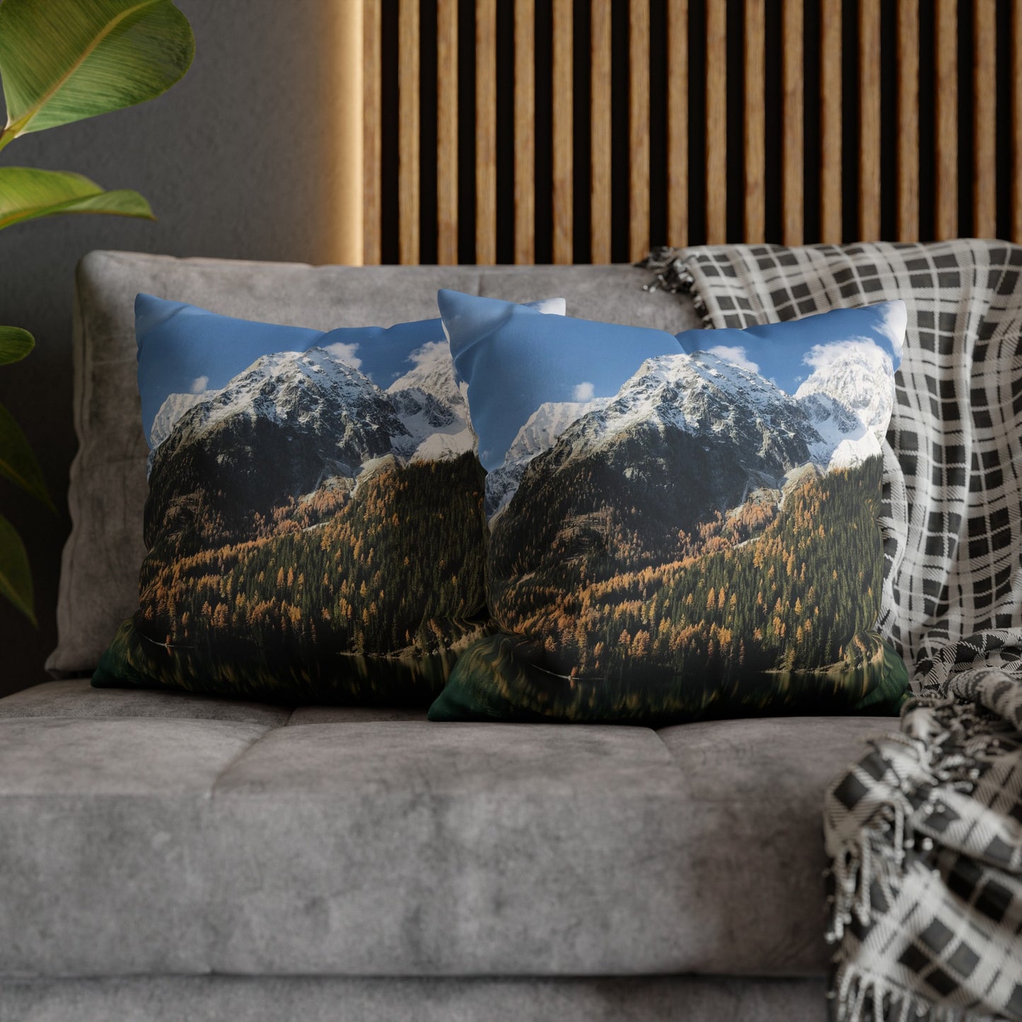 Faux Suede Square Pillowcase with Landscape