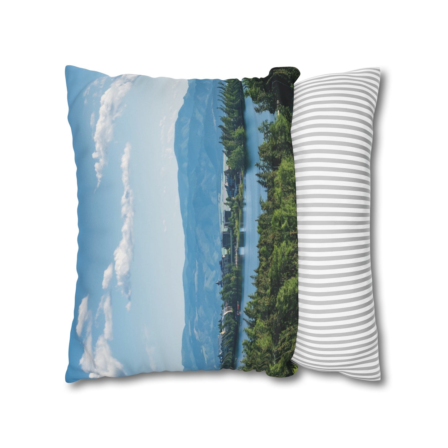 Faux Suede Square Pillowcase with Landscape