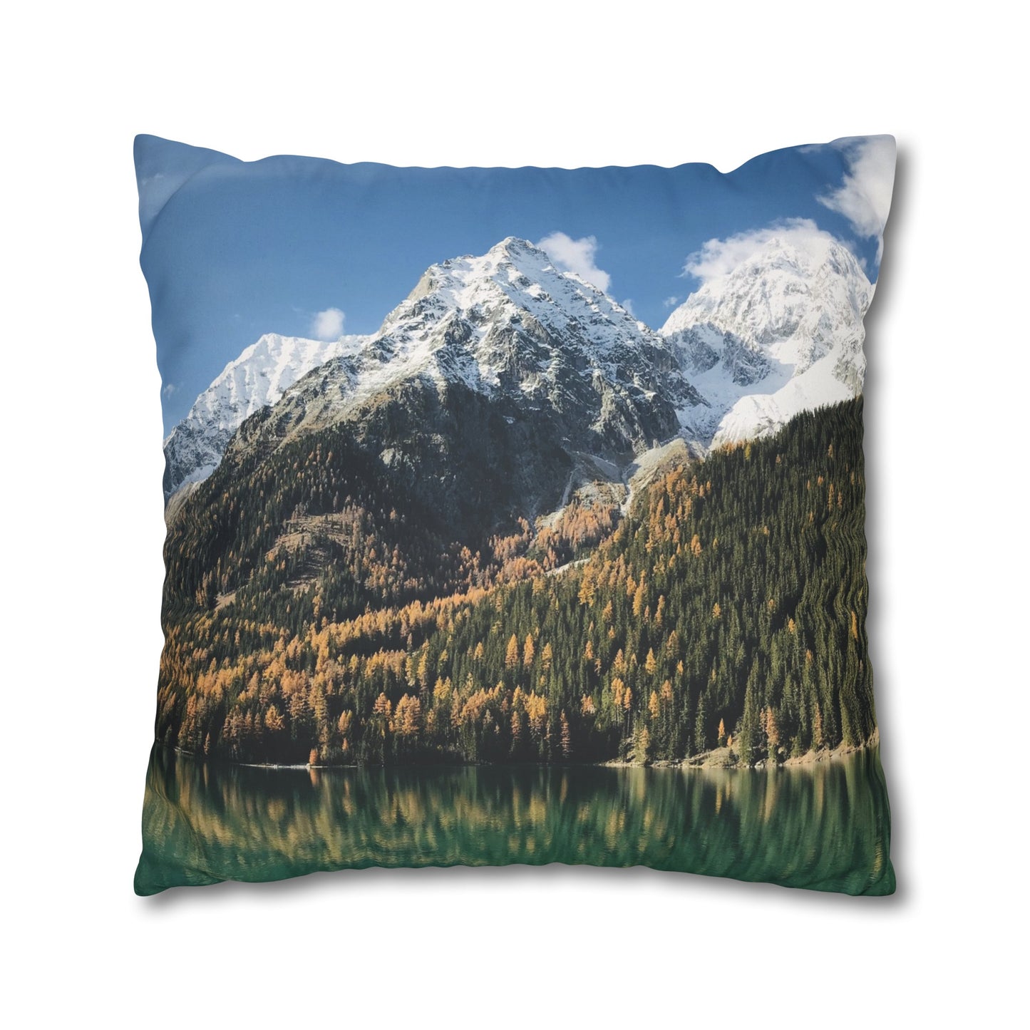 Faux Suede Square Pillowcase with Landscape