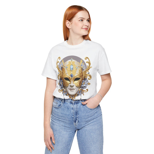 Mask Shirt, Shirt with Mask, Tee Shirt with Gold Face
