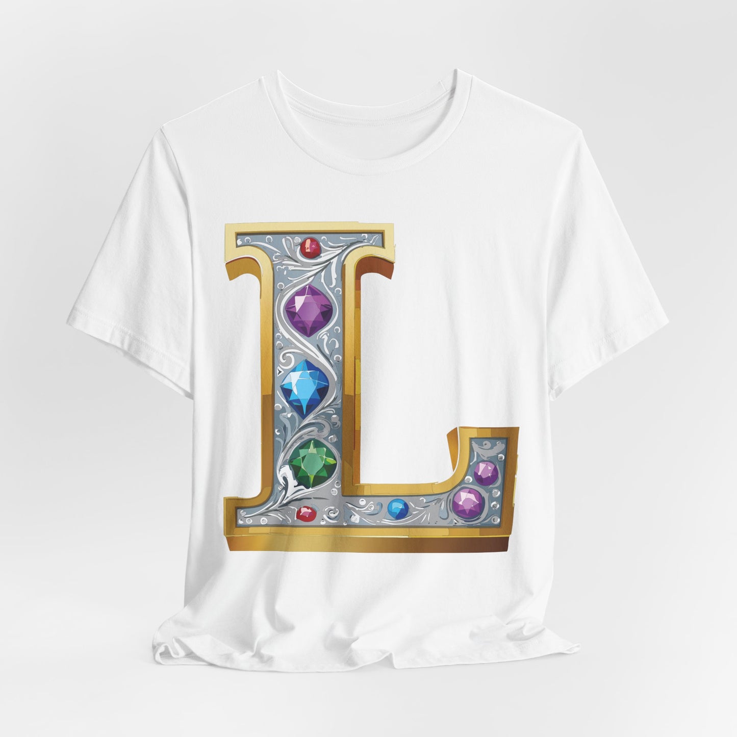 Letter Shirt, Shirt with Letters, Tee Shirt with Gold Letter, Shirt with Antique Letters