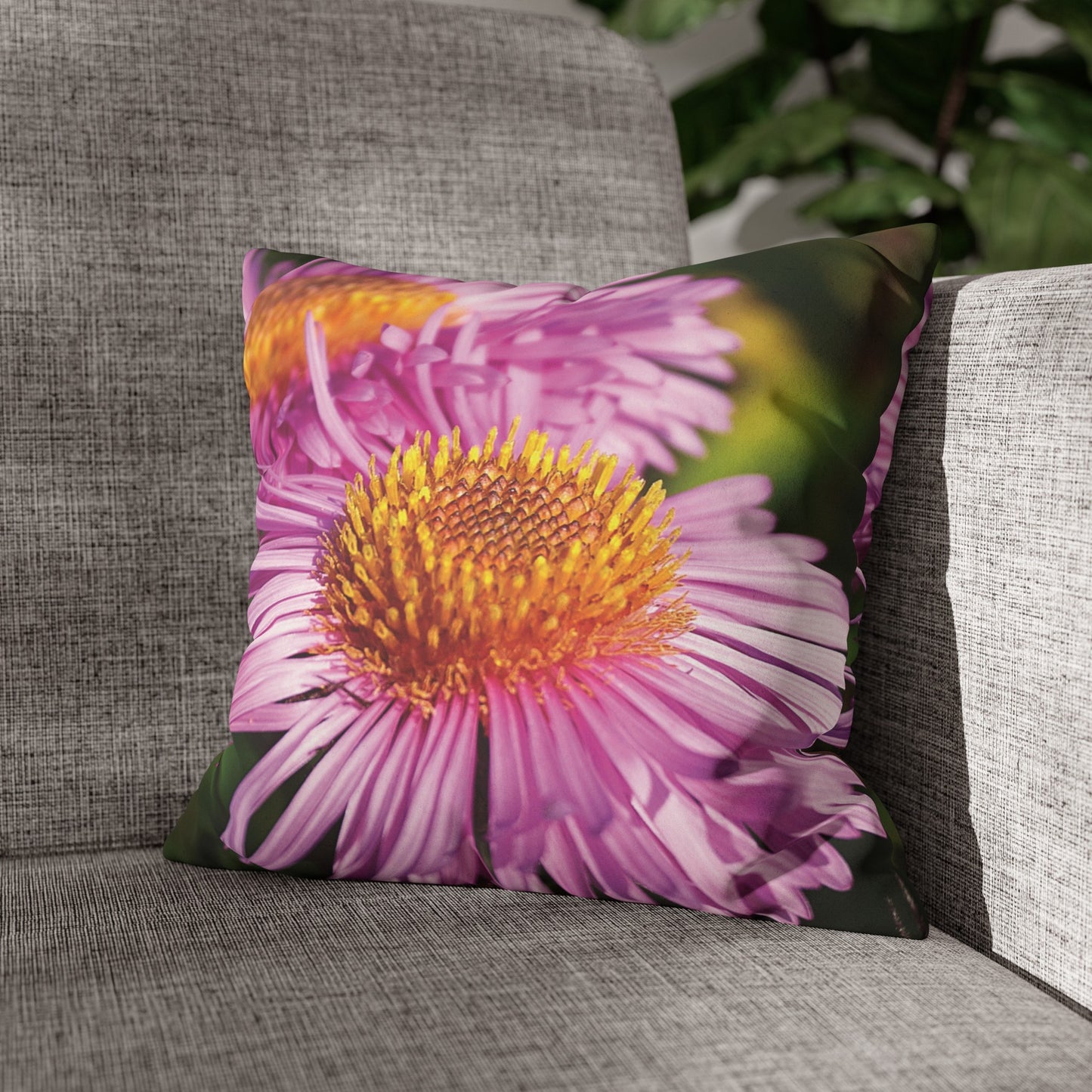 Floral Faux Suede Square Pillowcase