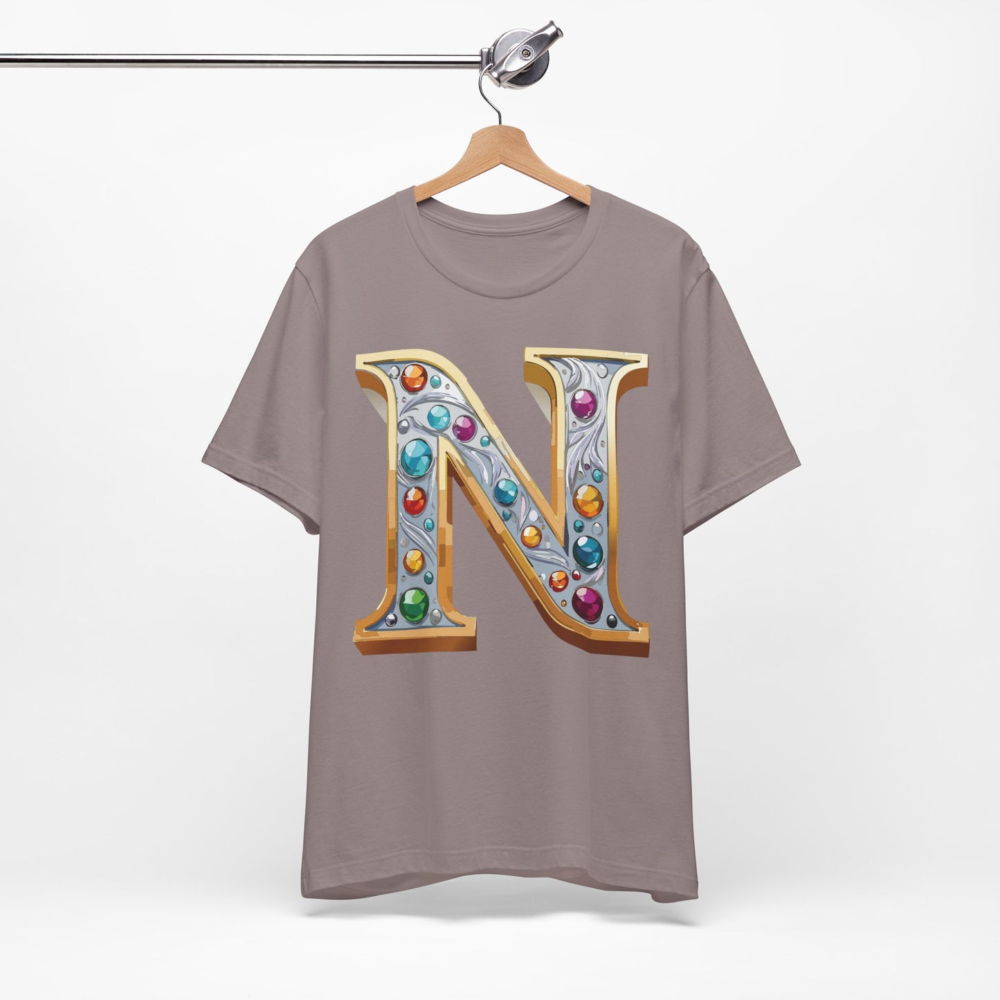 Letter Shirt, Shirt with Letters, Tee Shirt with Gold Letter, Shirt with Antique Letters