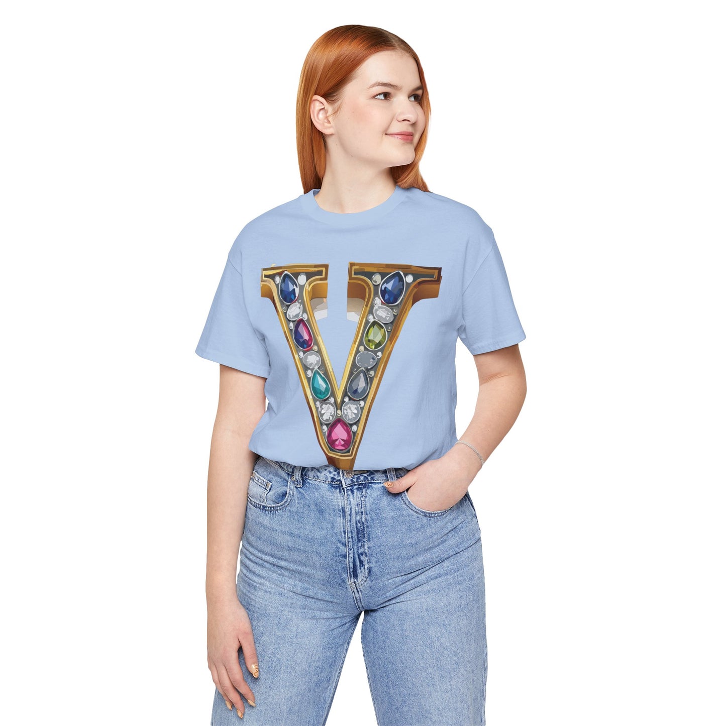 Letter Shirt, Shirt with Letters, Tee Shirt with Gold Letter, Shirt with Antique Letters
