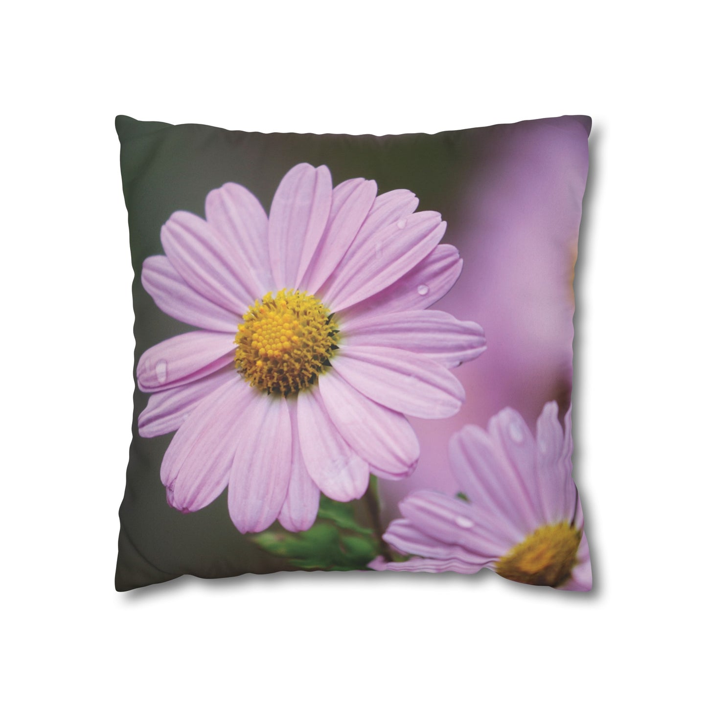 Floral Faux Suede Square Pillowcase