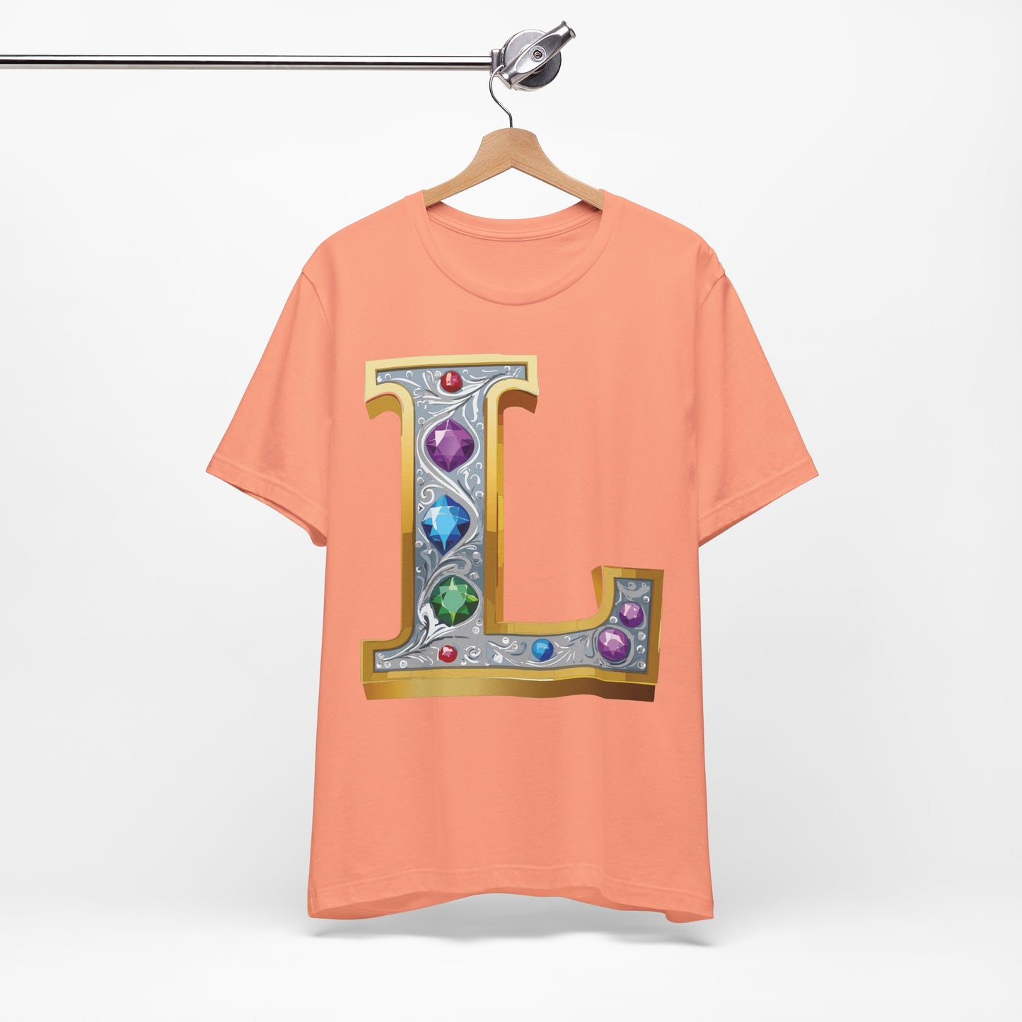 Letter Shirt, Shirt with Letters, Tee Shirt with Gold Letter, Shirt with Antique Letters