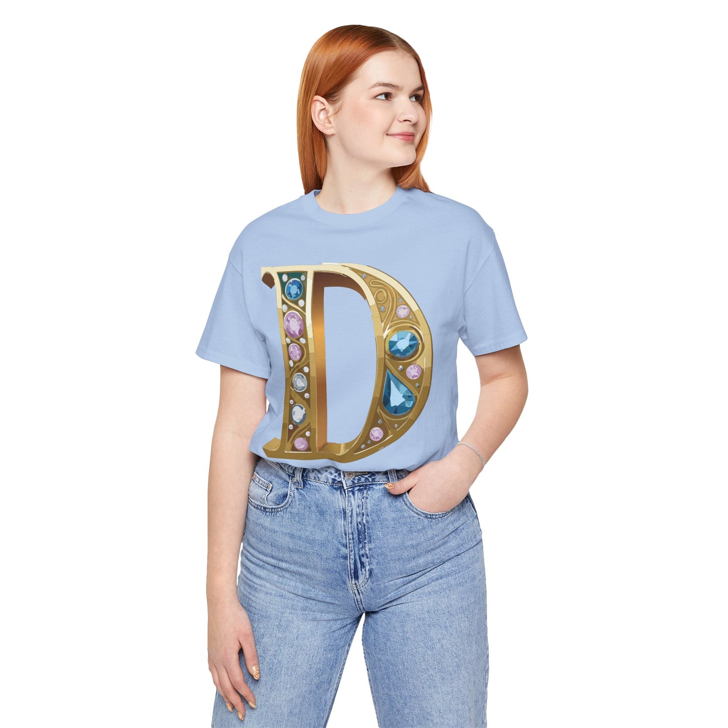Letter Shirt, Shirt with Letters, Tee Shirt with Gold Letter, Shirt with Antique Letters