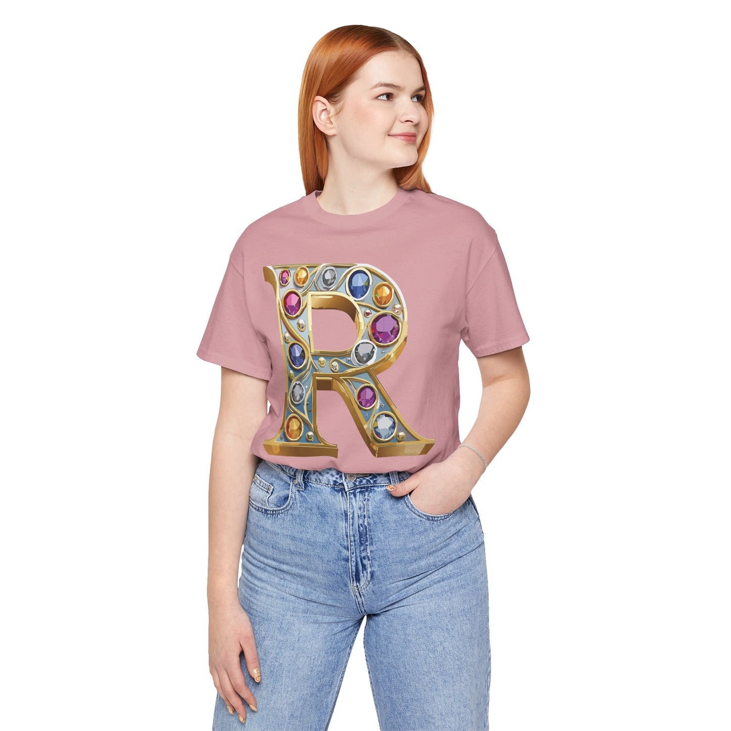 Letter Shirt, Shirt with Letters, Tee Shirt with Gold Letter, Shirt with Antique Letters