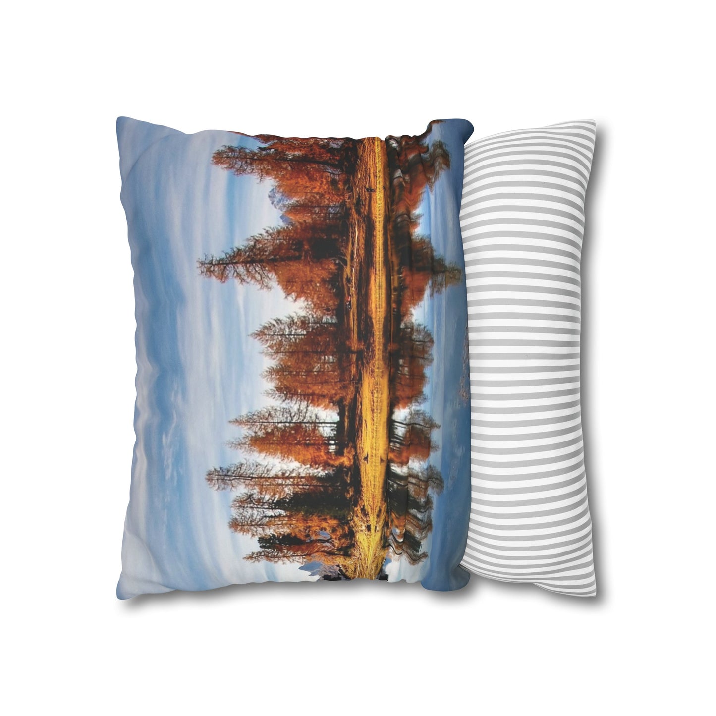 Faux Suede Square Pillowcase with Landscape