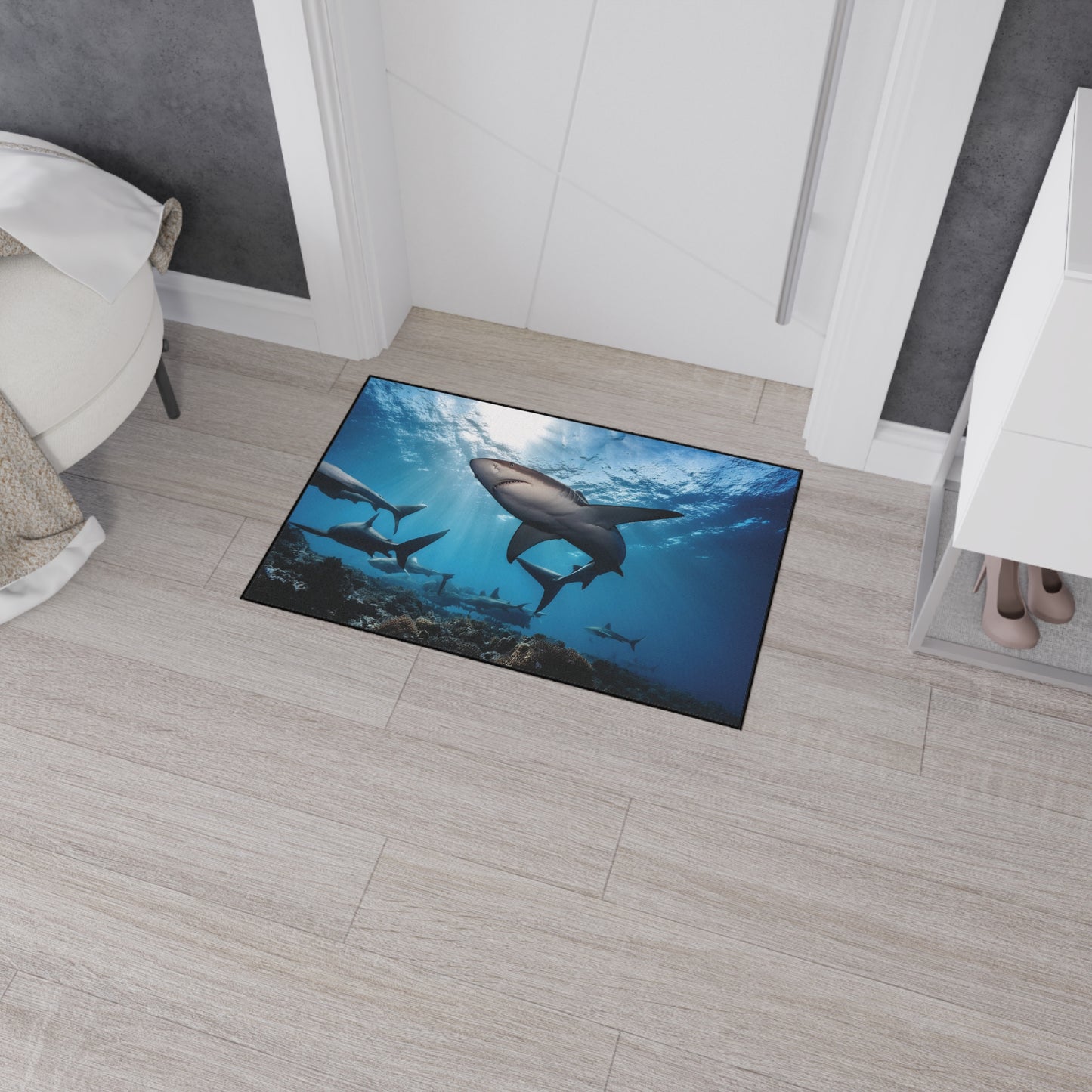 Heavy Duty Floor Mat - Deep Ocean - sharks