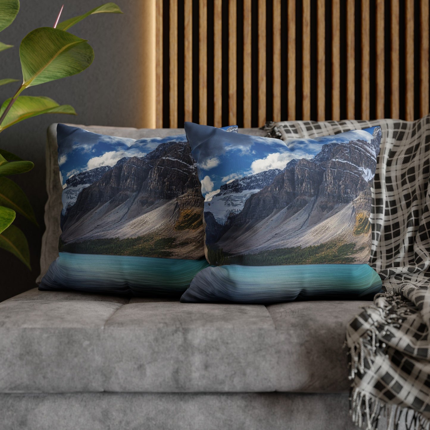 Faux Suede Square Pillowcase with Landscape