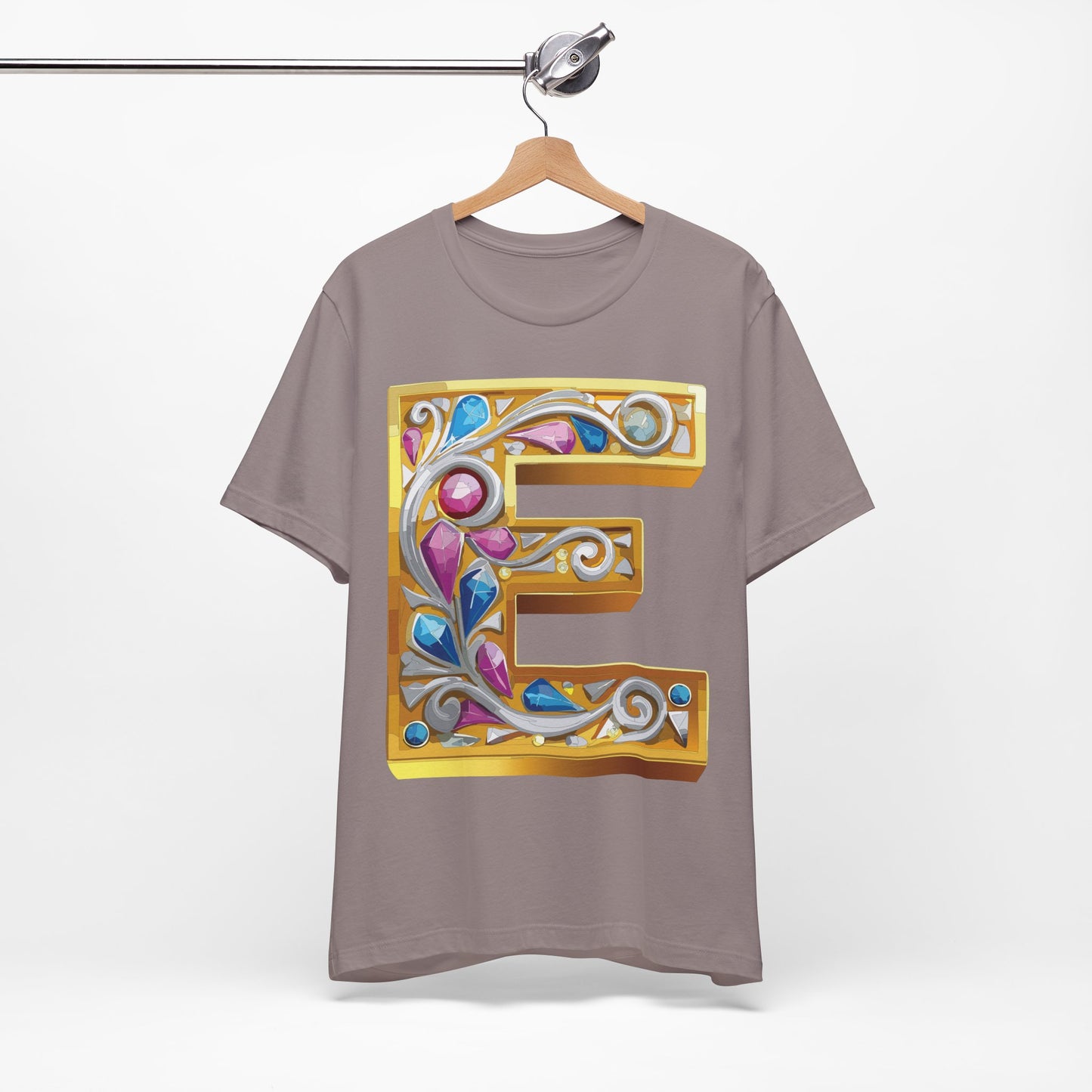 Letter Shirt, Shirt with Letters, Tee Shirt with Gold Letter, Shirt with Antique Letters