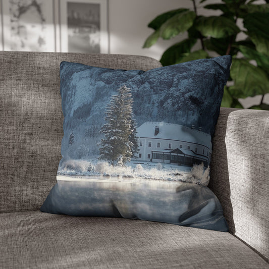 Faux Suede Square Pillowcase with Landscape