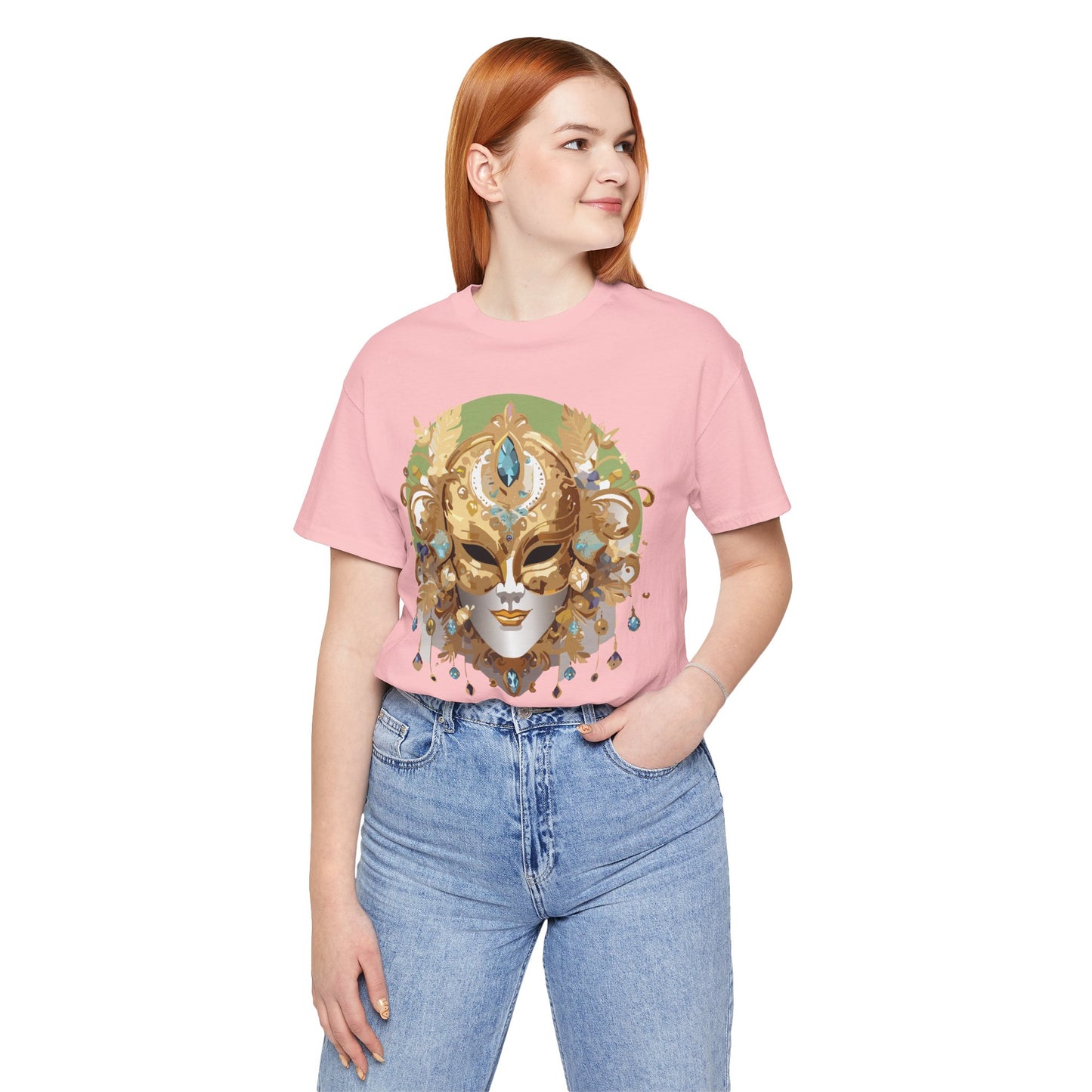 Mask Shirt, Shirt with Mask, Tee Shirt with Gold Face