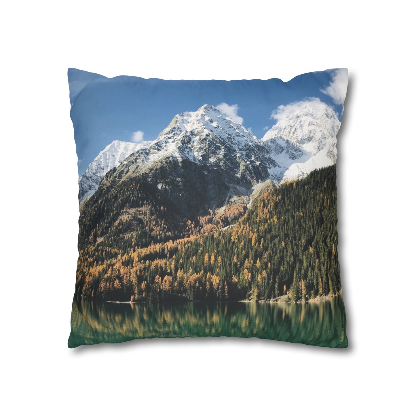 Faux Suede Square Pillowcase with Landscape