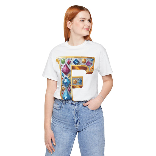 Letter Shirt, Shirt with Letters, Tee Shirt with Gold Letter, Shirt with Antique Letters