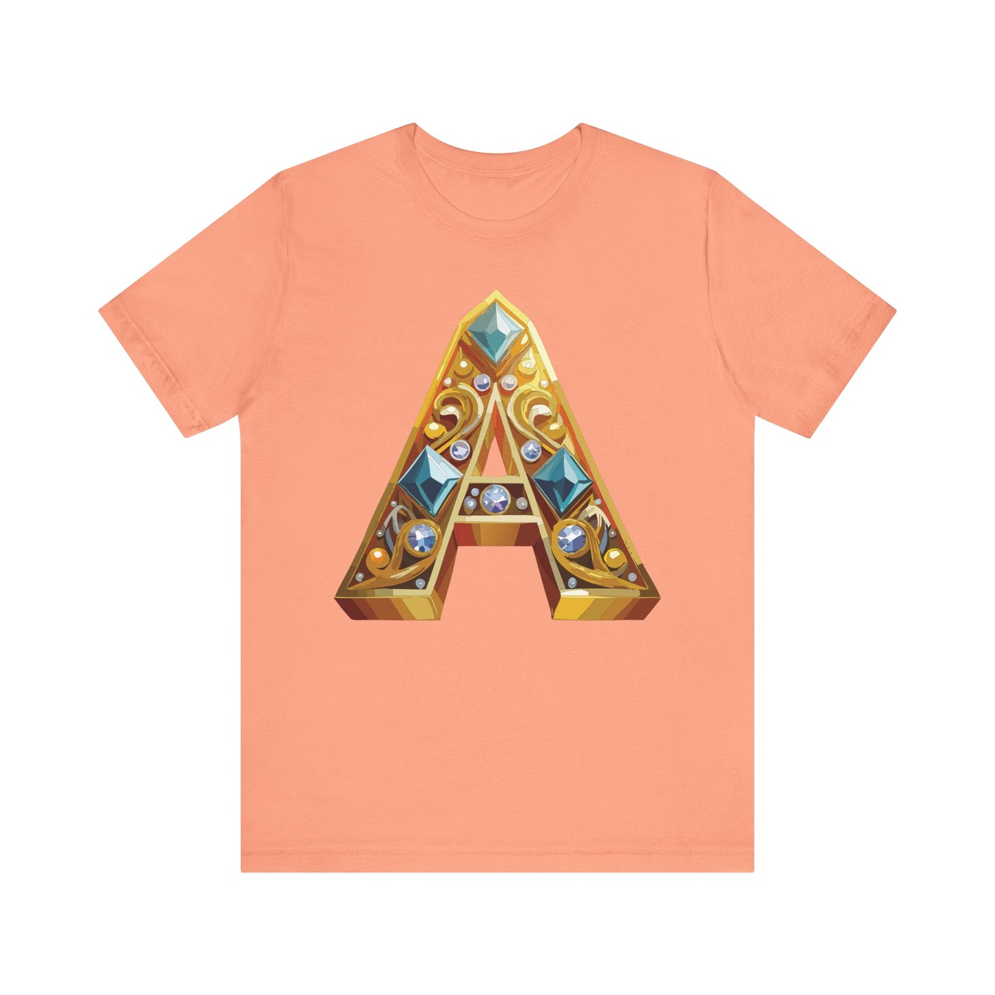 Letter Shirt, Shirt with Letters, Tee Shirt with Gold Letter, Shirt with Antique Letters