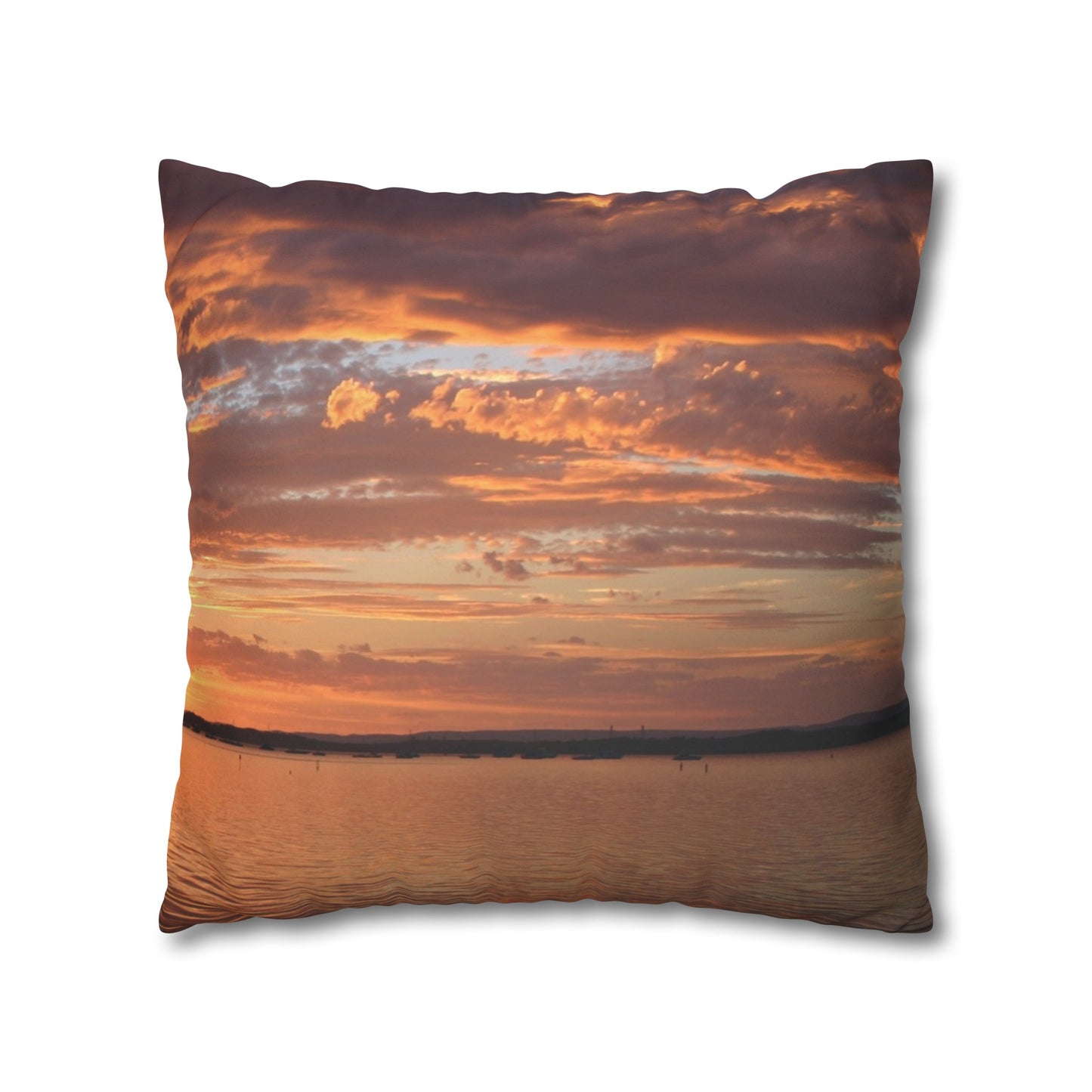 Faux Suede Square Pillowcase with Landscape