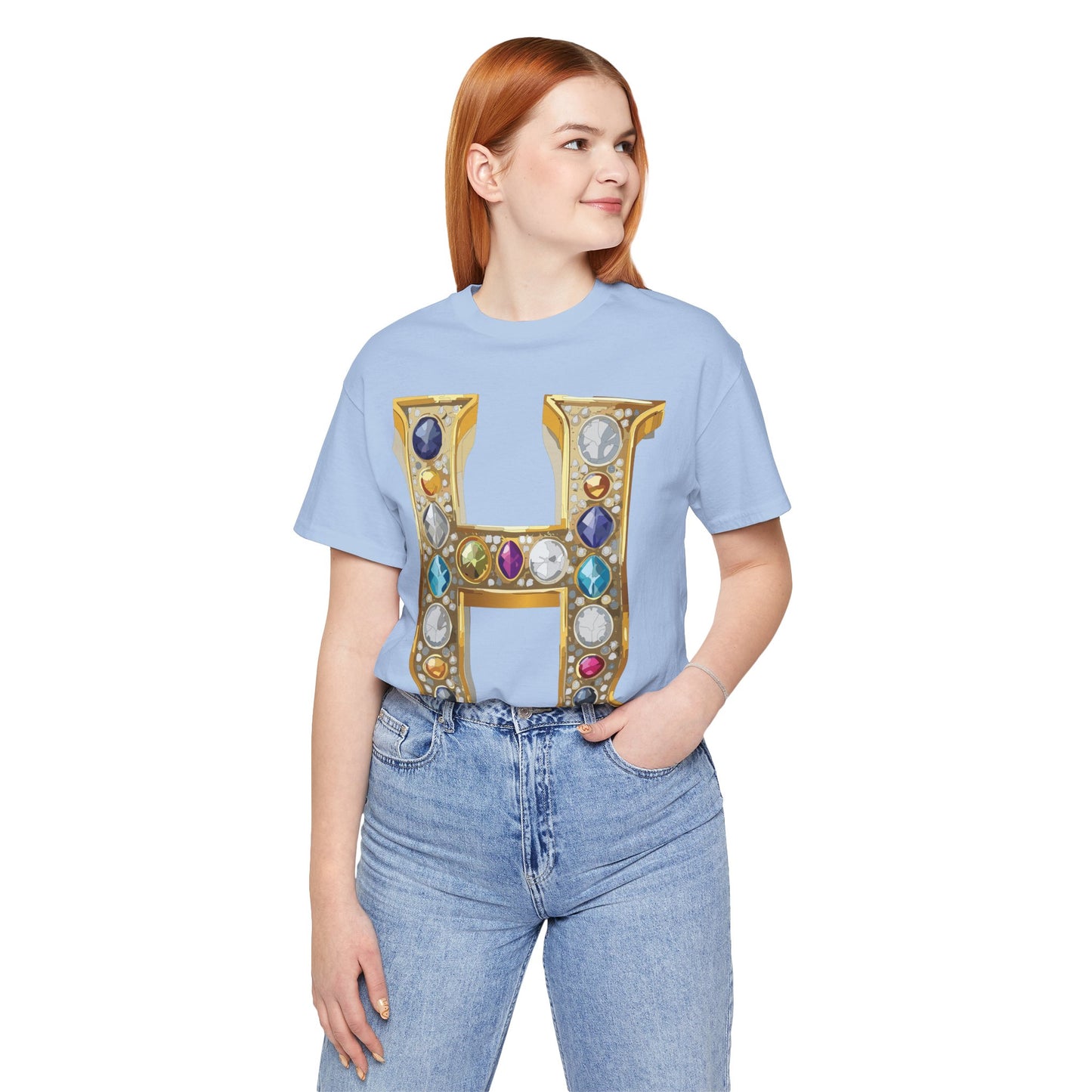 Letter Shirt, Shirt with Letters, Tee Shirt with Gold Letter, Shirt with Antique Letters