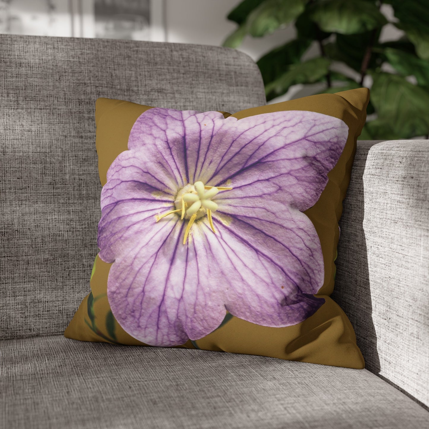 Floral Faux Suede Square Pillowcase