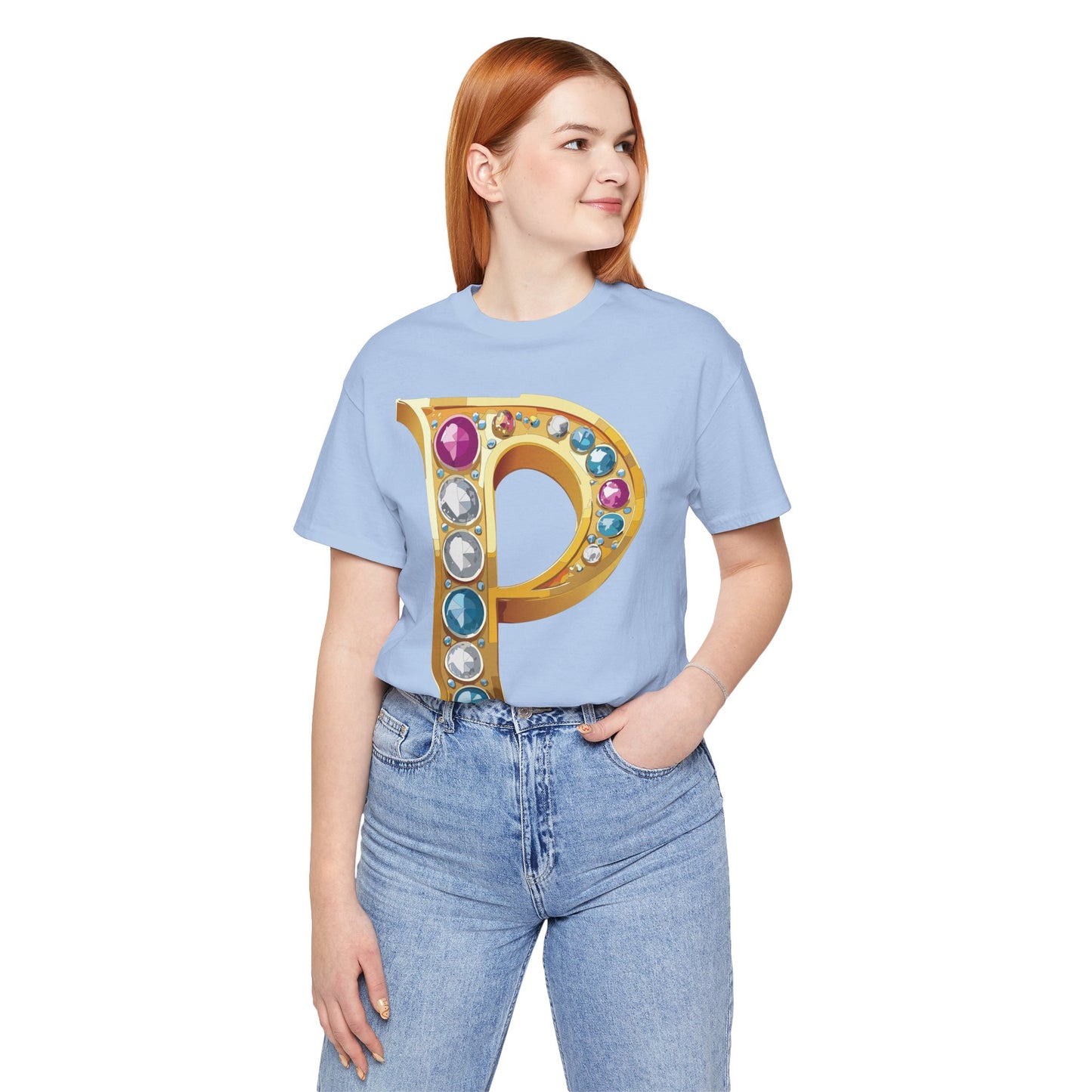 Letter Shirt, Shirt with Letters, Tee Shirt with Gold Letter, Shirt with Antique Letters