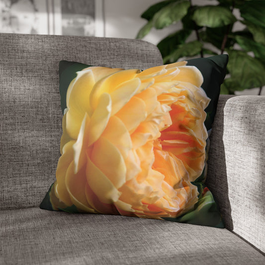 Floral Faux Suede Square Pillowcase