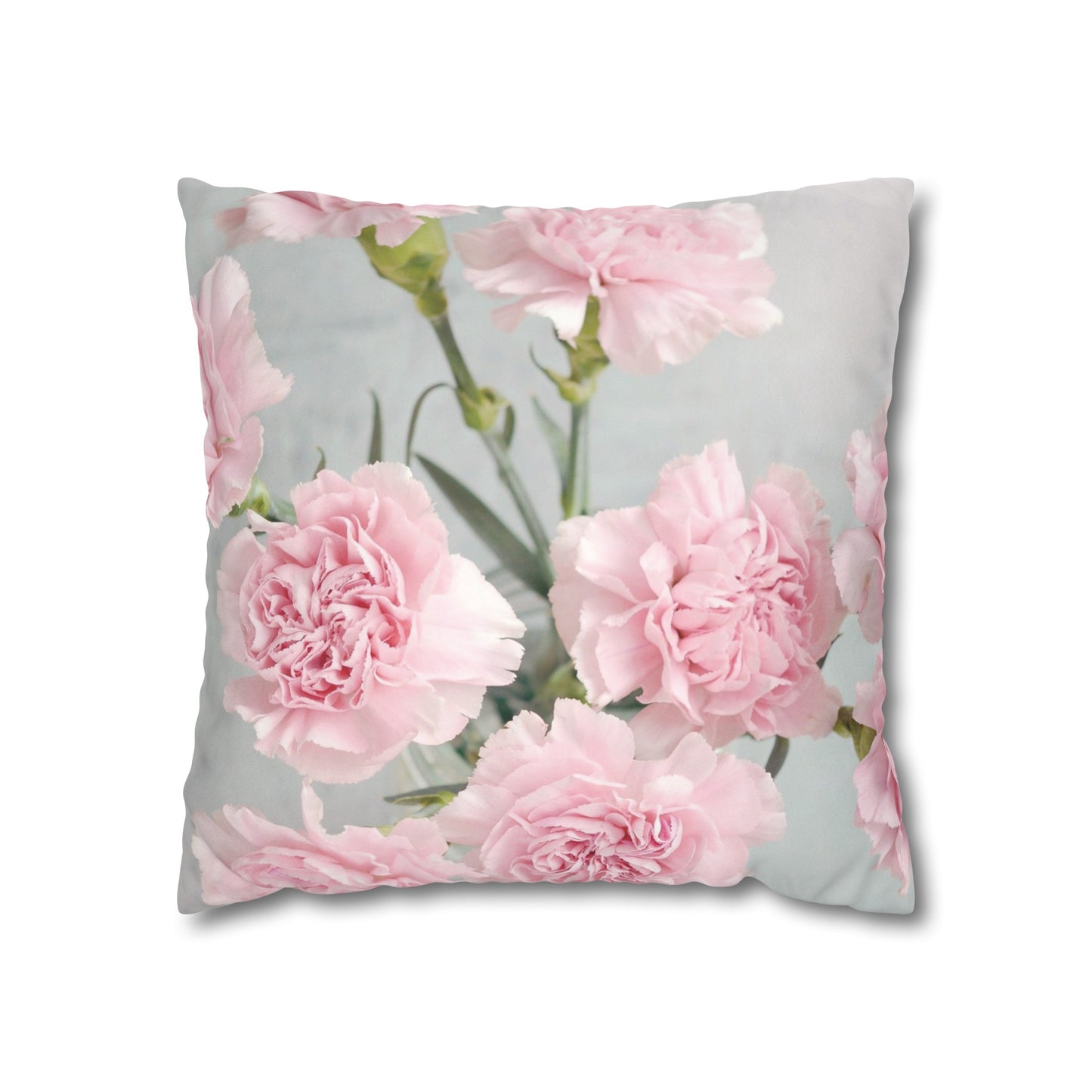 Floral Faux Suede Square Pillowcase