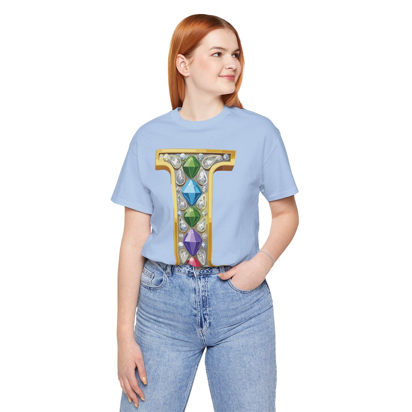 Letter Shirt, Shirt with Letters, Tee Shirt with Gold Letter, Shirt with Antique Letters