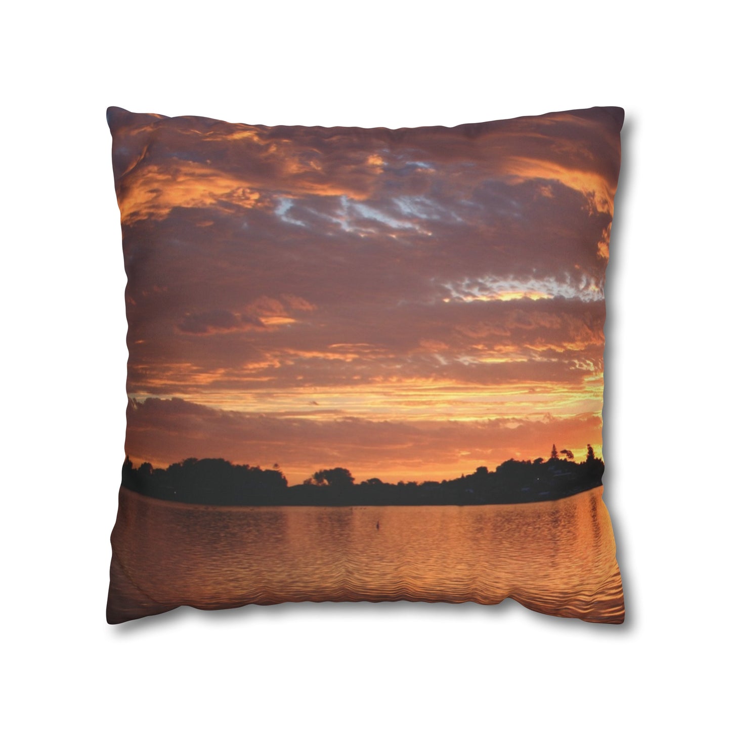 Faux Suede Square Pillowcase with Landscape