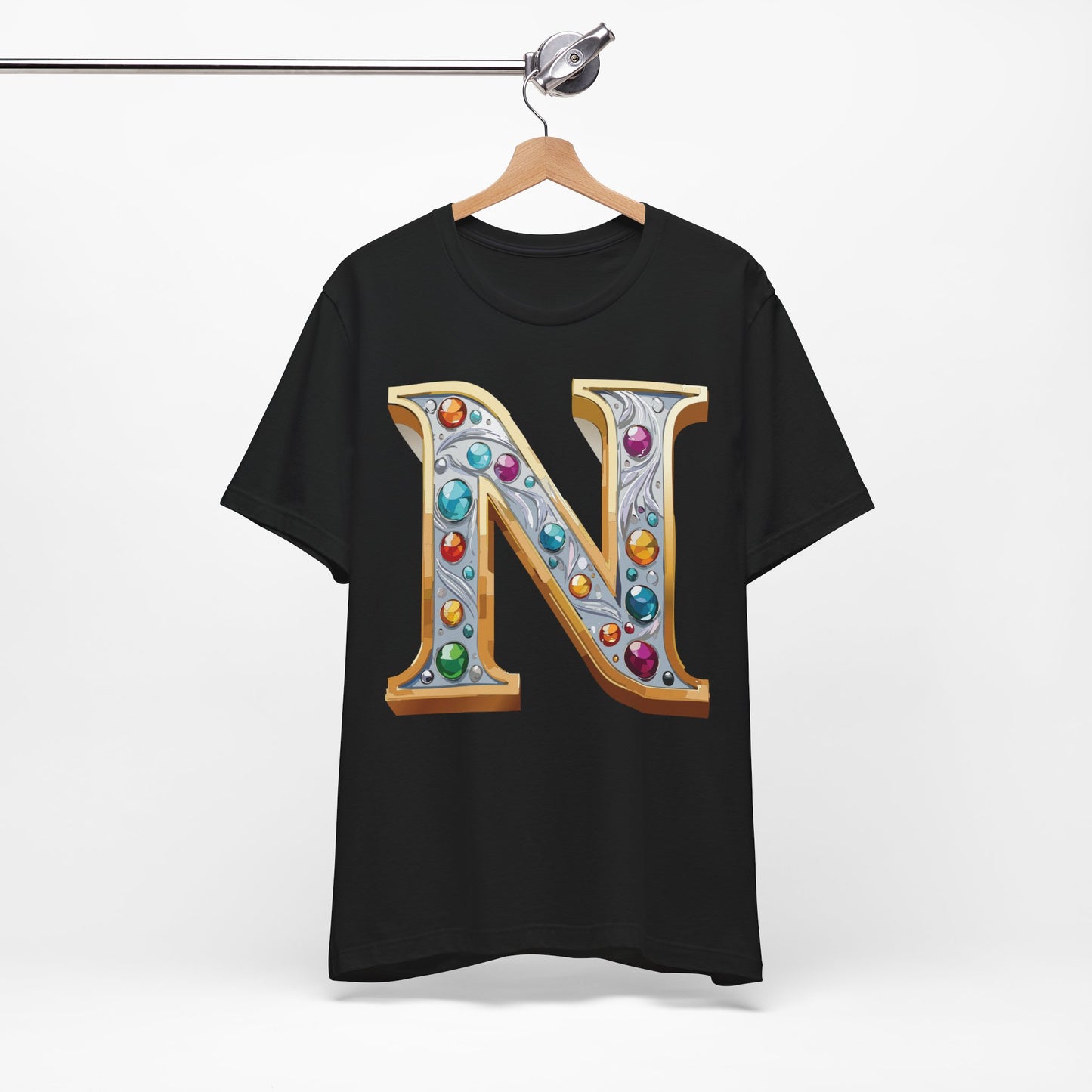 Letter Shirt, Shirt with Letters, Tee Shirt with Gold Letter, Shirt with Antique Letters
