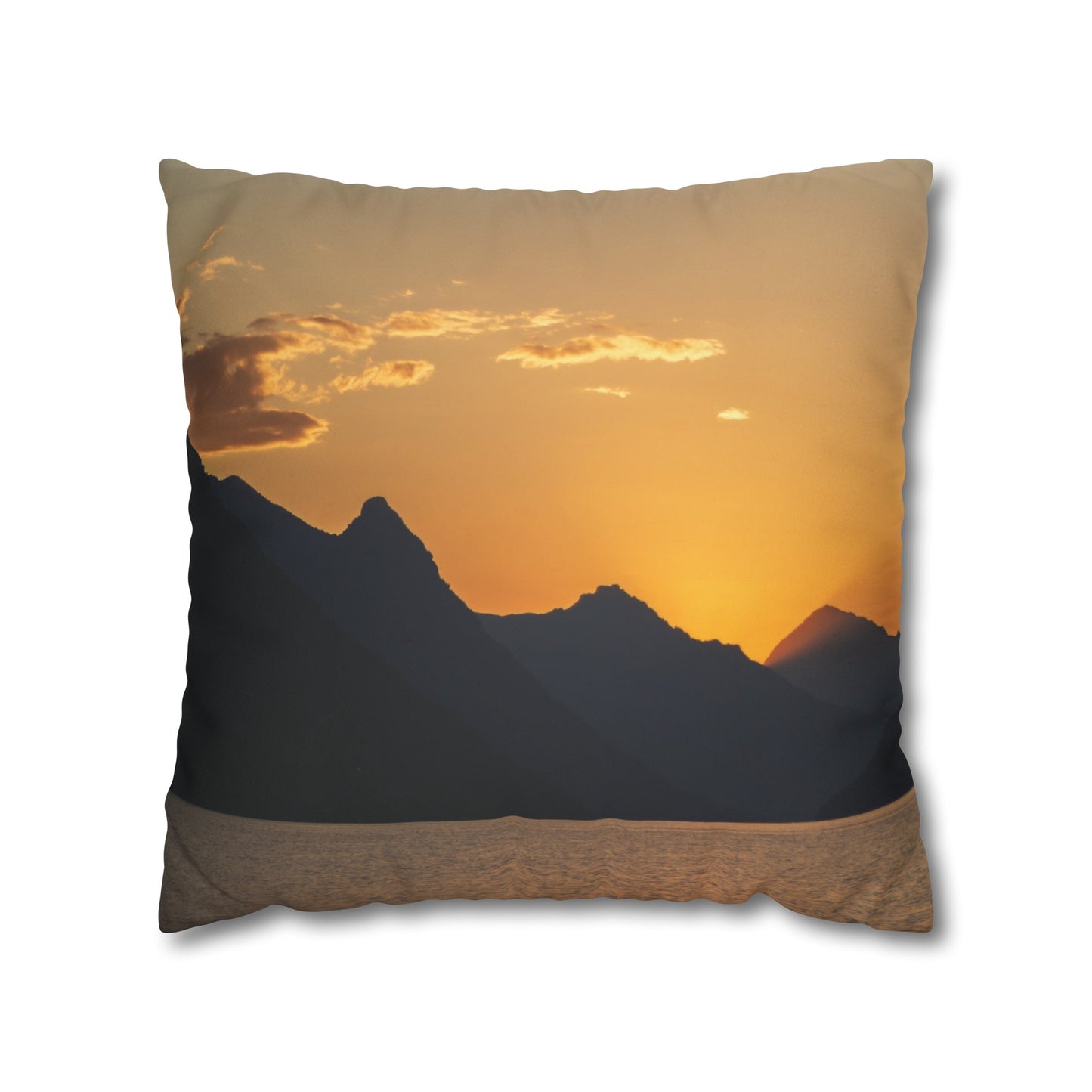 Faux Suede Square Pillowcase with Landscape