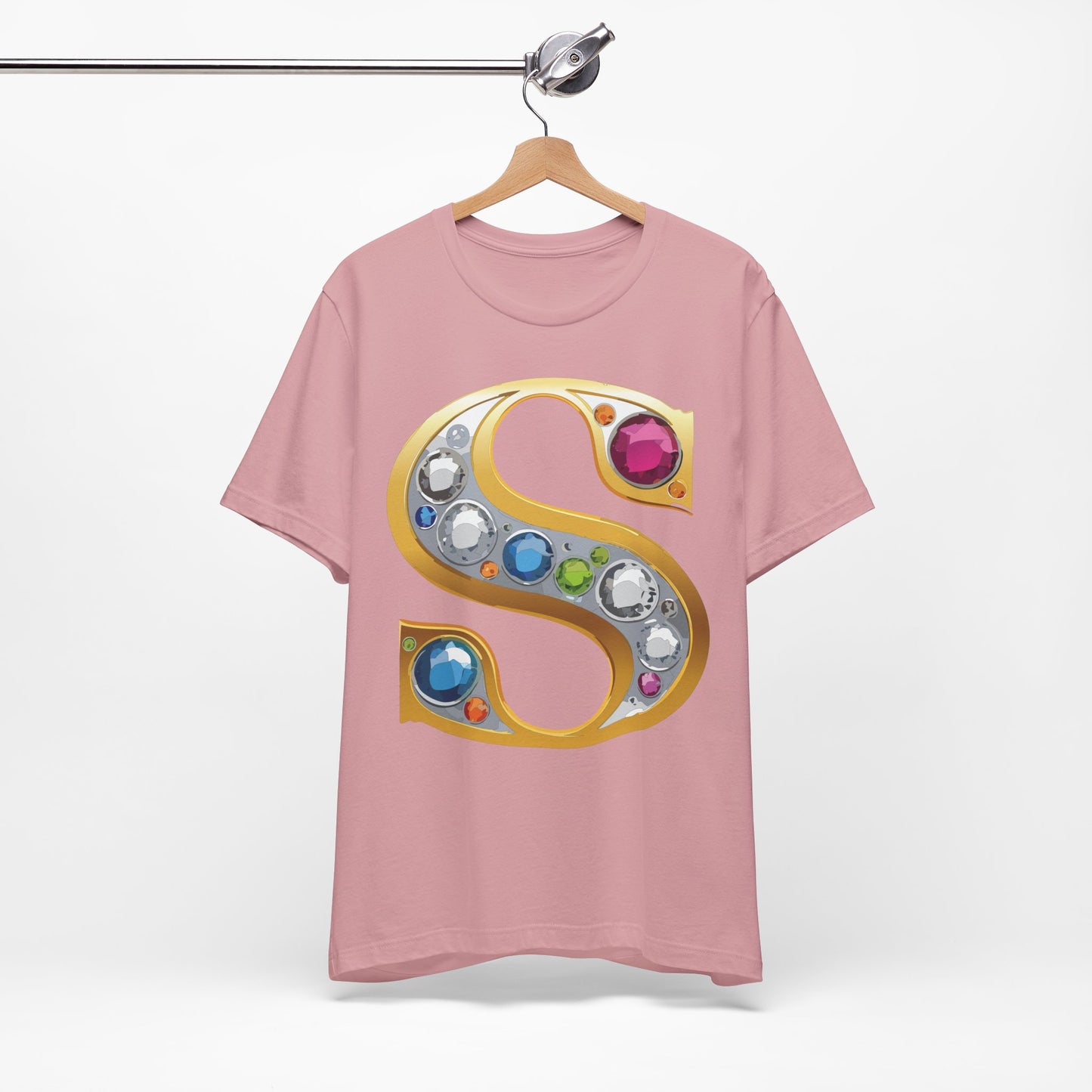 Letter Shirt, Shirt with Letters, Tee Shirt with Gold Letter, Shirt with Antique Letters