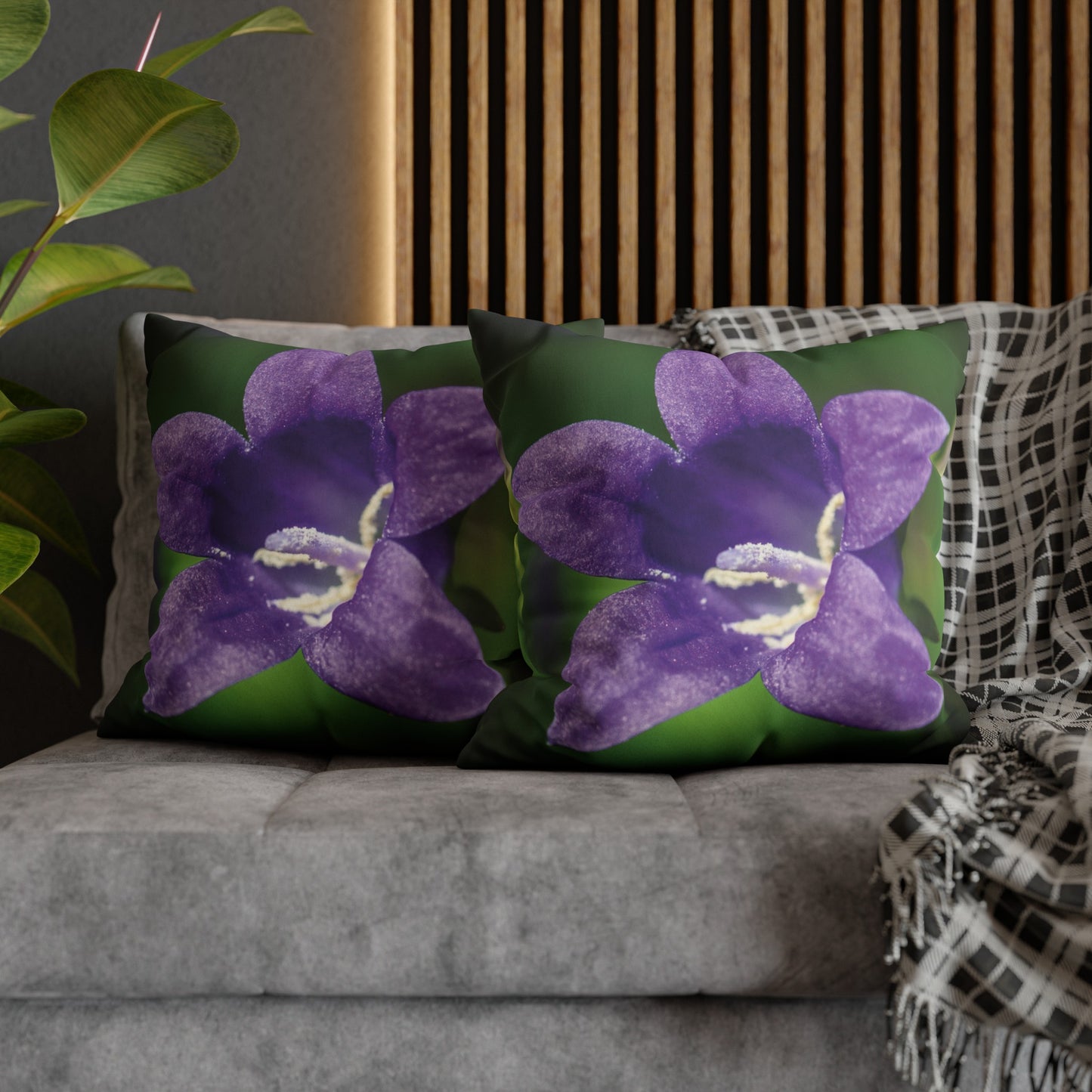 Floral Faux Suede Square Pillowcase