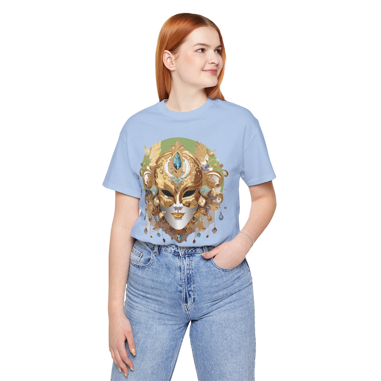 Mask Shirt, Shirt with Mask, Tee Shirt with Gold Face