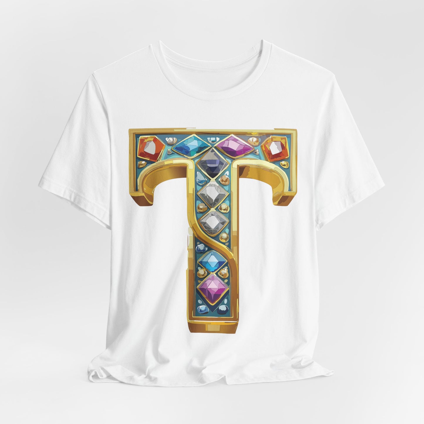 Letter Shirt, Shirt with Letters, Tee Shirt with Gold Letter, Shirt with Antique Letters