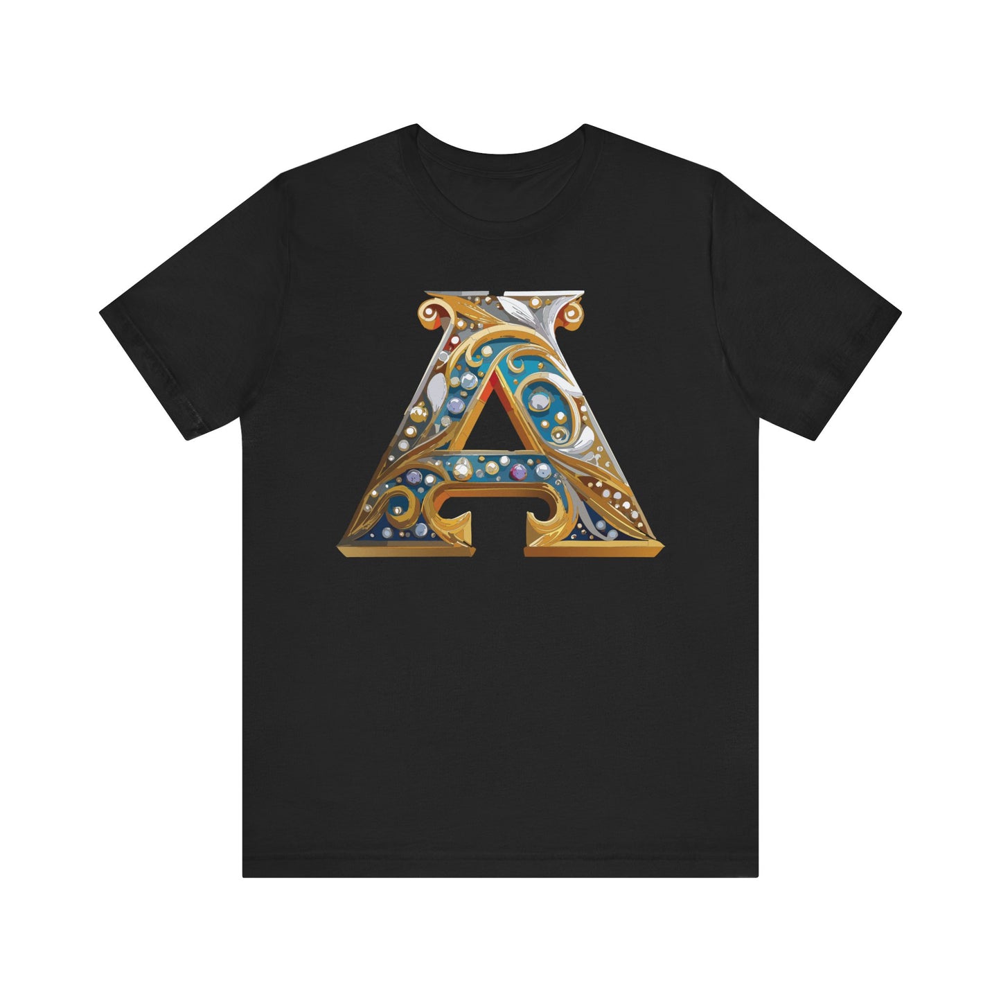 Letter Shirt, Shirt with Letters, Tee Shirt with Gold Letter, Shirt with Antique Letters