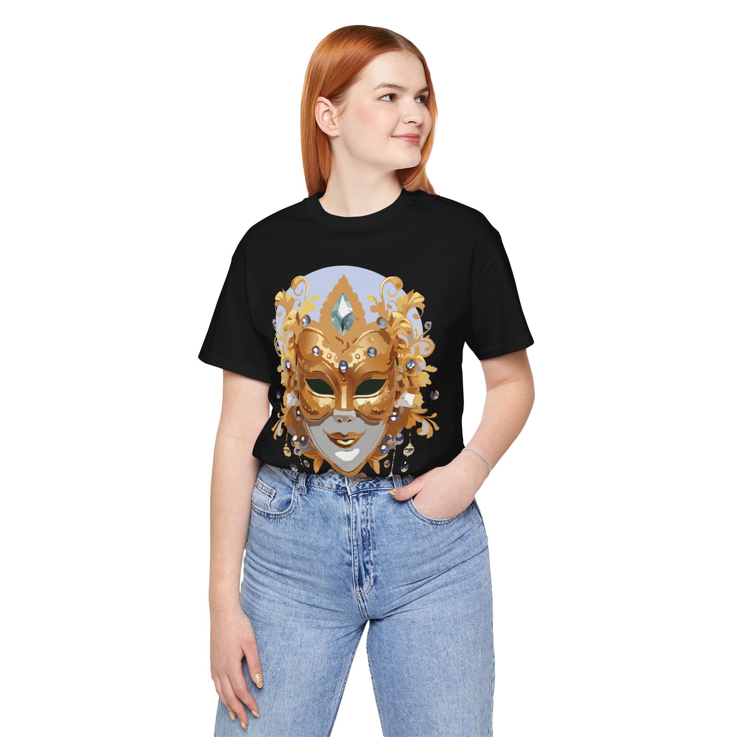 Mask Shirt, Shirt with Mask, Tee Shirt with Gold Face