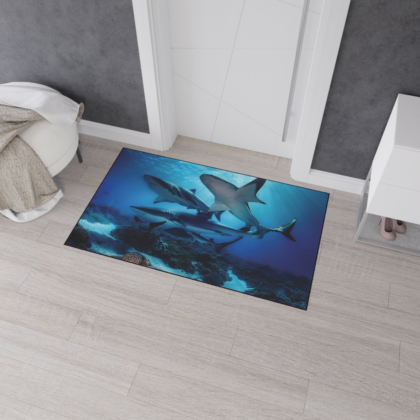 Heavy Duty Floor Mat - Deep Ocean - sharks