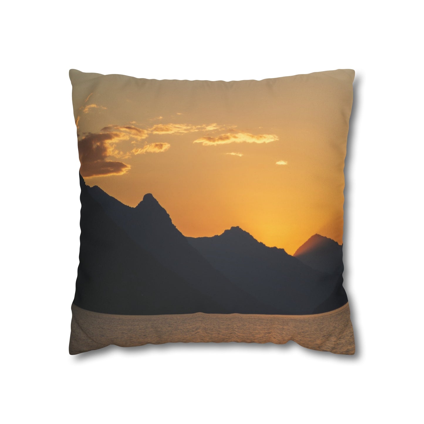 Faux Suede Square Pillowcase with Landscape