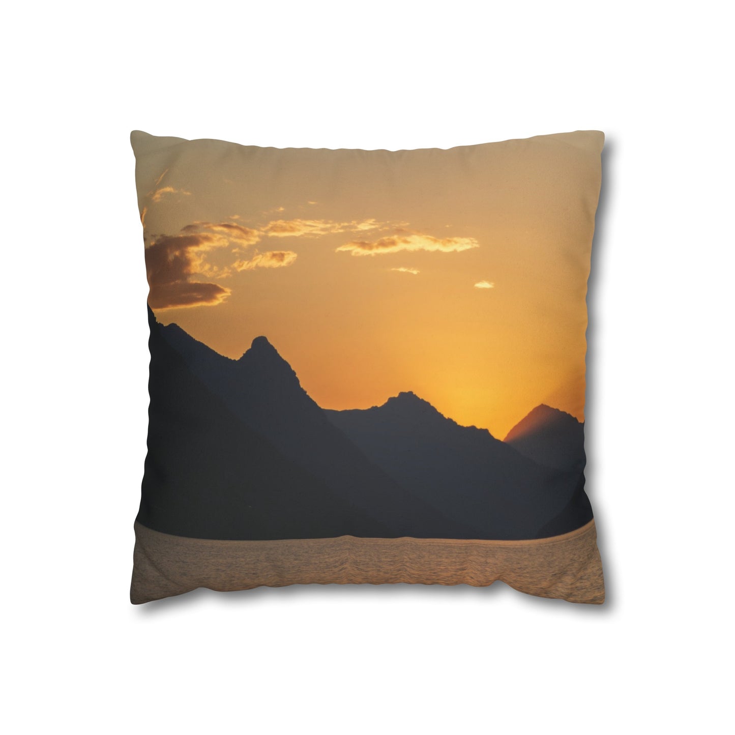 Faux Suede Square Pillowcase with Landscape