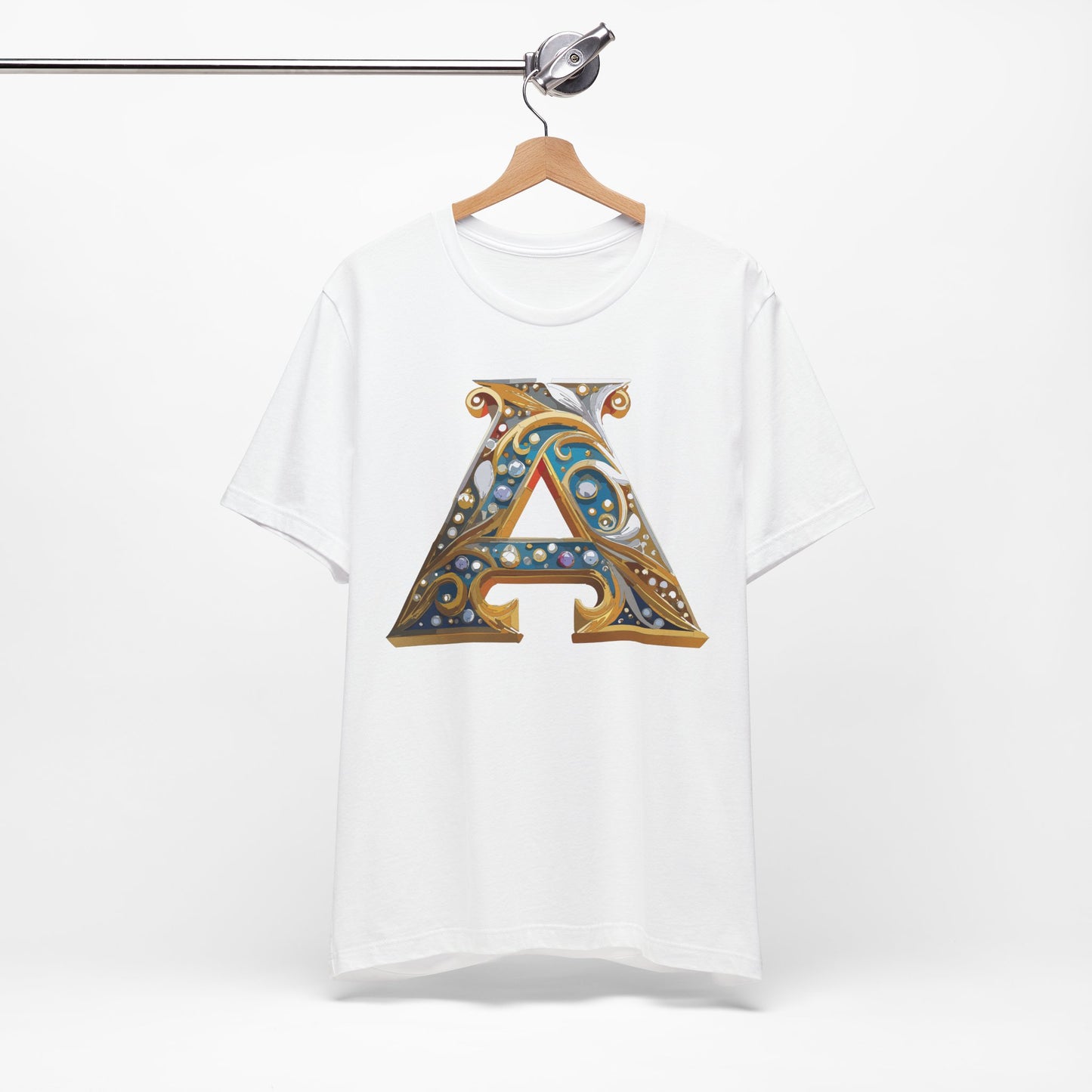 Letter Shirt, Shirt with Letters, Tee Shirt with Gold Letter, Shirt with Antique Letters
