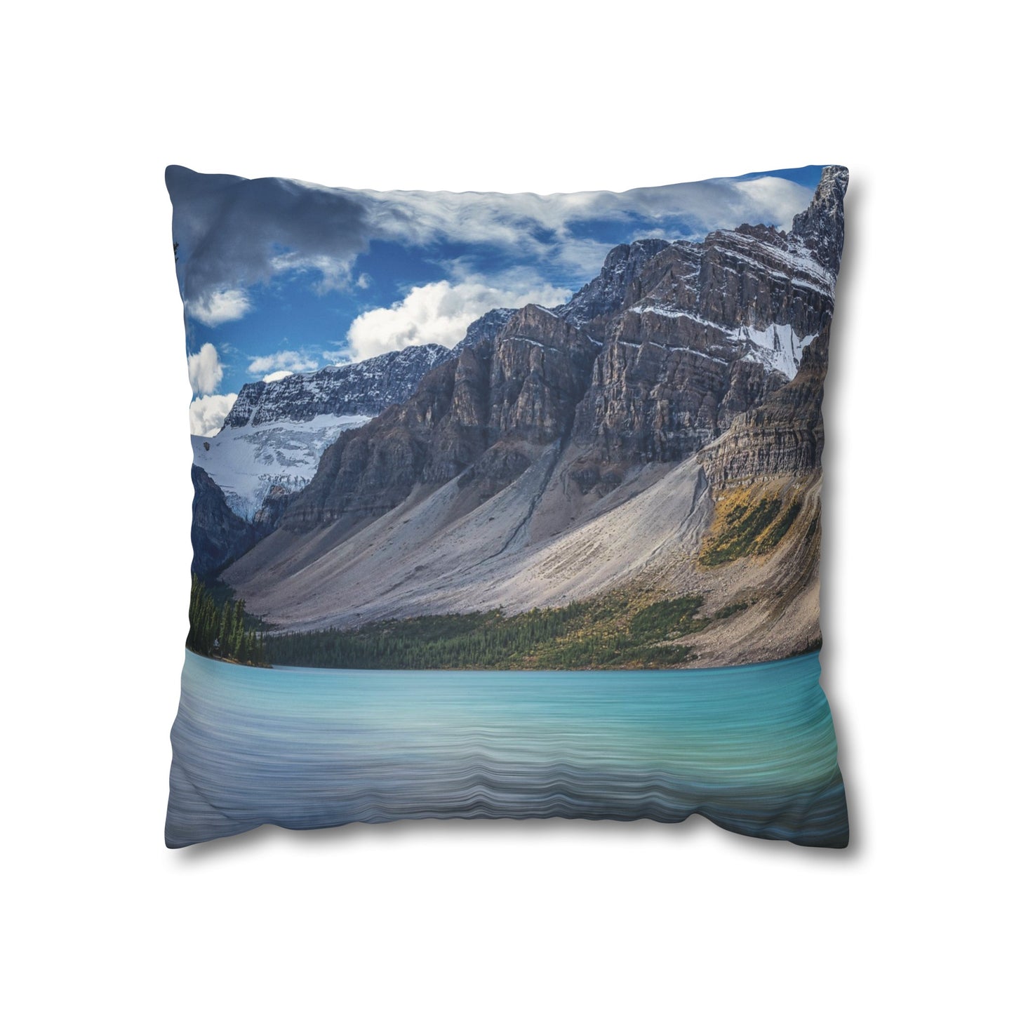 Faux Suede Square Pillowcase with Landscape