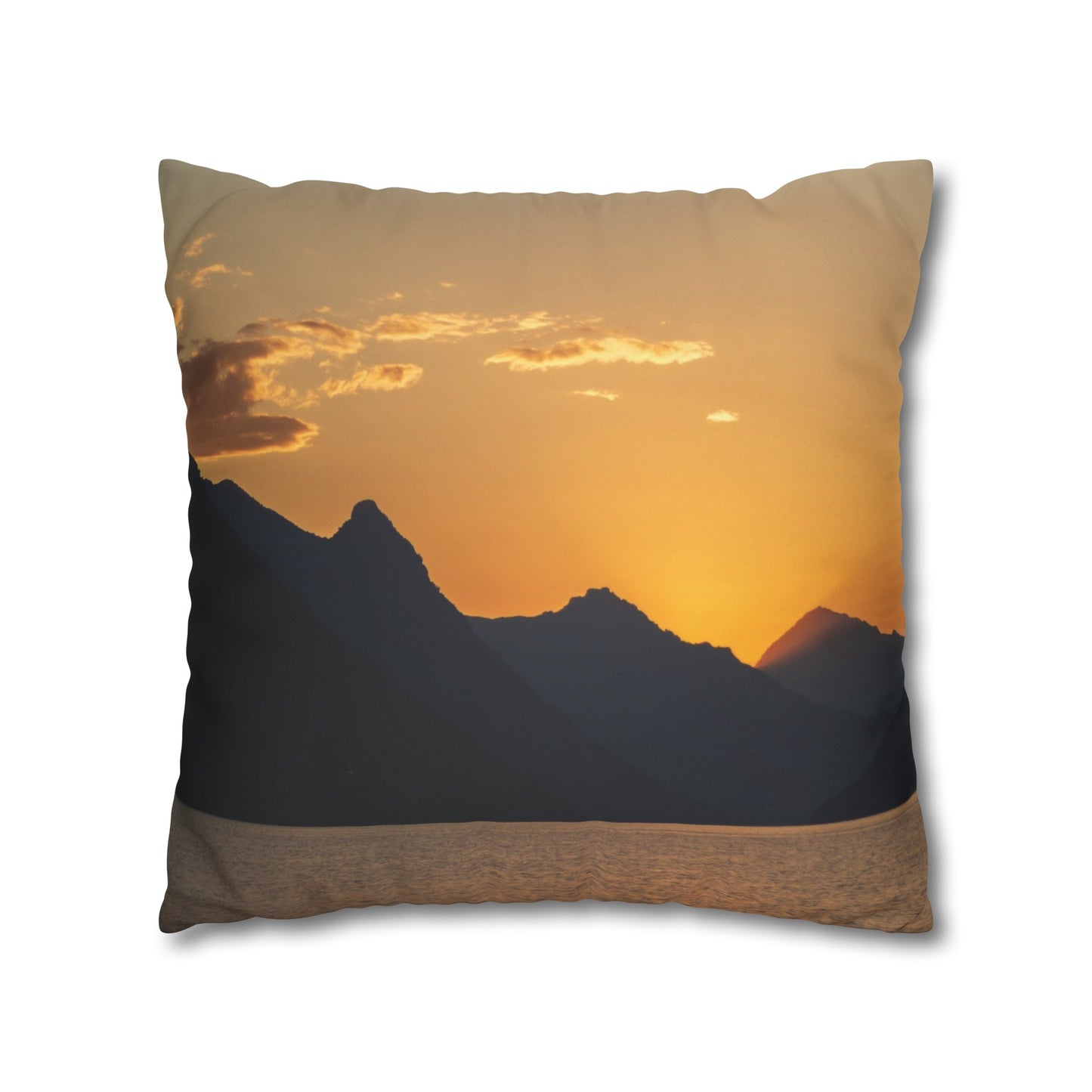 Faux Suede Square Pillowcase with Landscape