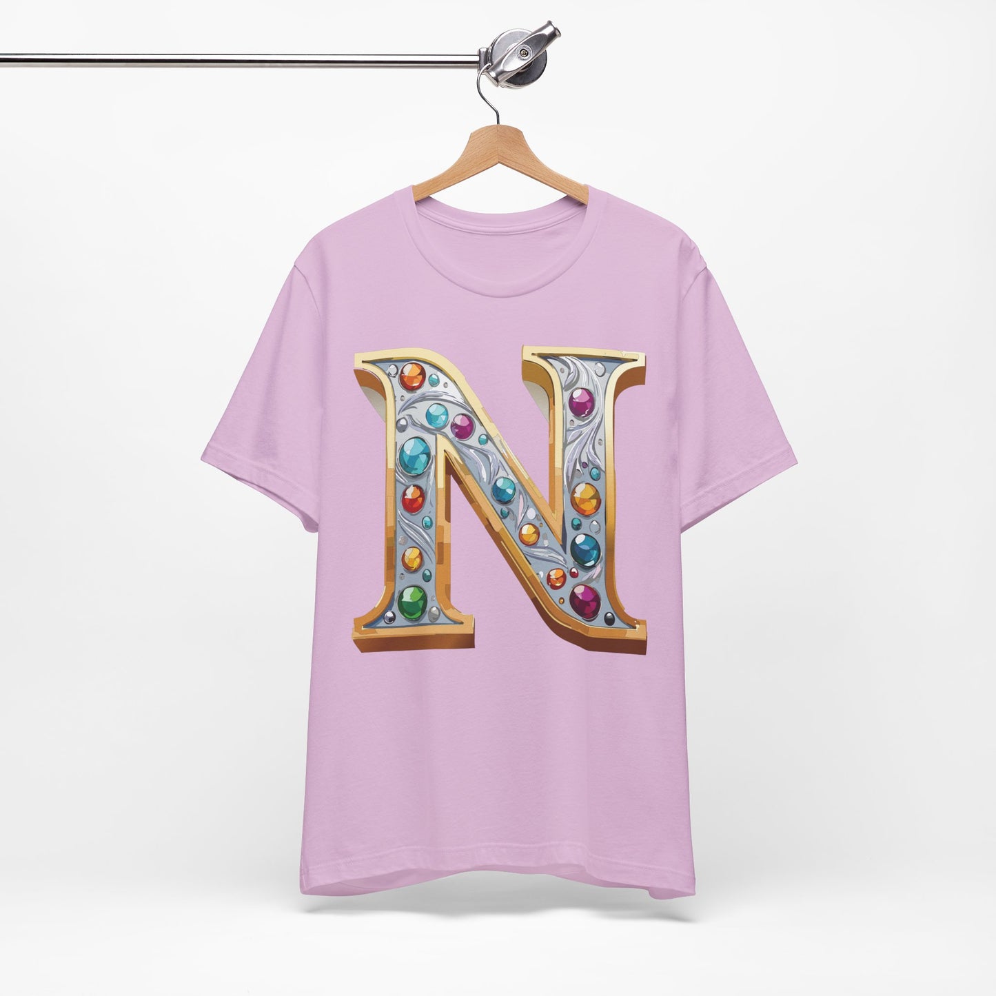 Letter Shirt, Shirt with Letters, Tee Shirt with Gold Letter, Shirt with Antique Letters