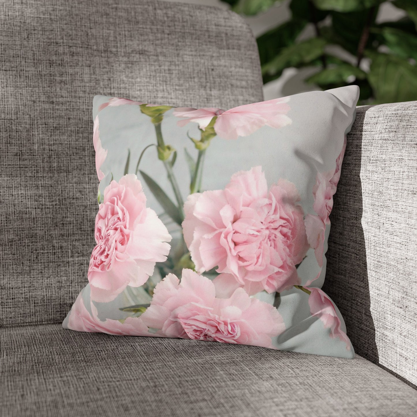 Floral Faux Suede Square Pillowcase