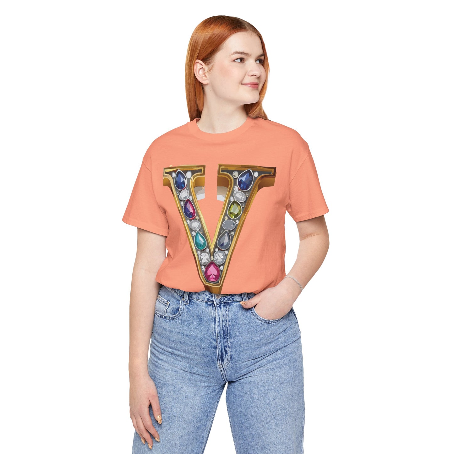 Letter Shirt, Shirt with Letters, Tee Shirt with Gold Letter, Shirt with Antique Letters